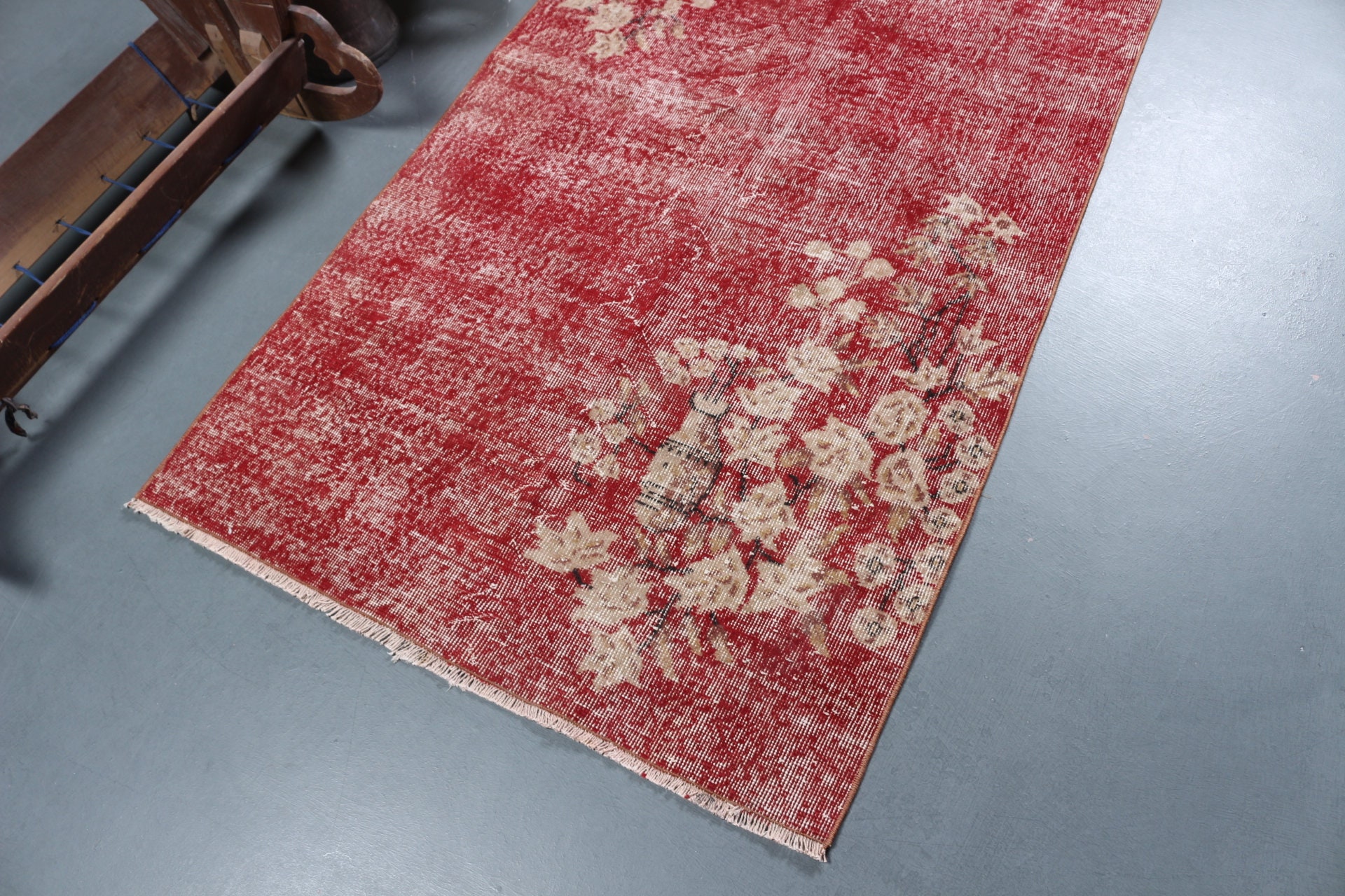 Red Oriental Rug, Rugs for Nursery, Turkish Rugs, Vintage Rug, 3.5x6.6 ft Accent Rug, Oushak Rug, Nursery Rug, Bedroom Rug, Wool Rug