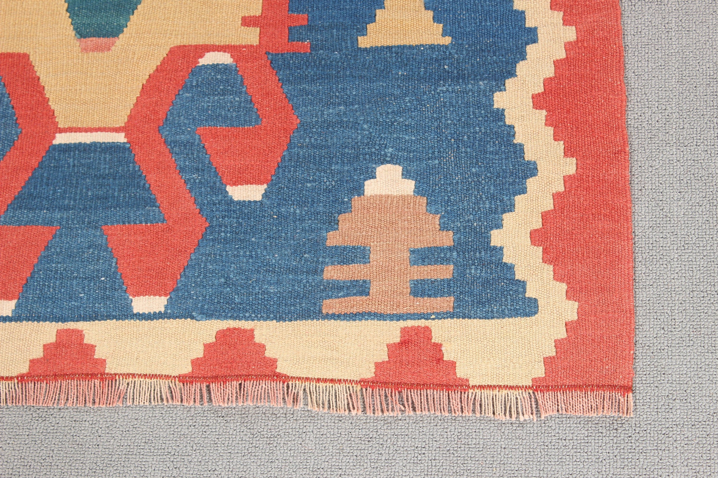 Vintage Rugs, Turkish Rug, Nursery Rugs, Kilim, 2.7x6 ft Accent Rugs, Neutral Rug, Blue Neutral Rugs, Kitchen Rugs, Anatolian Rugs