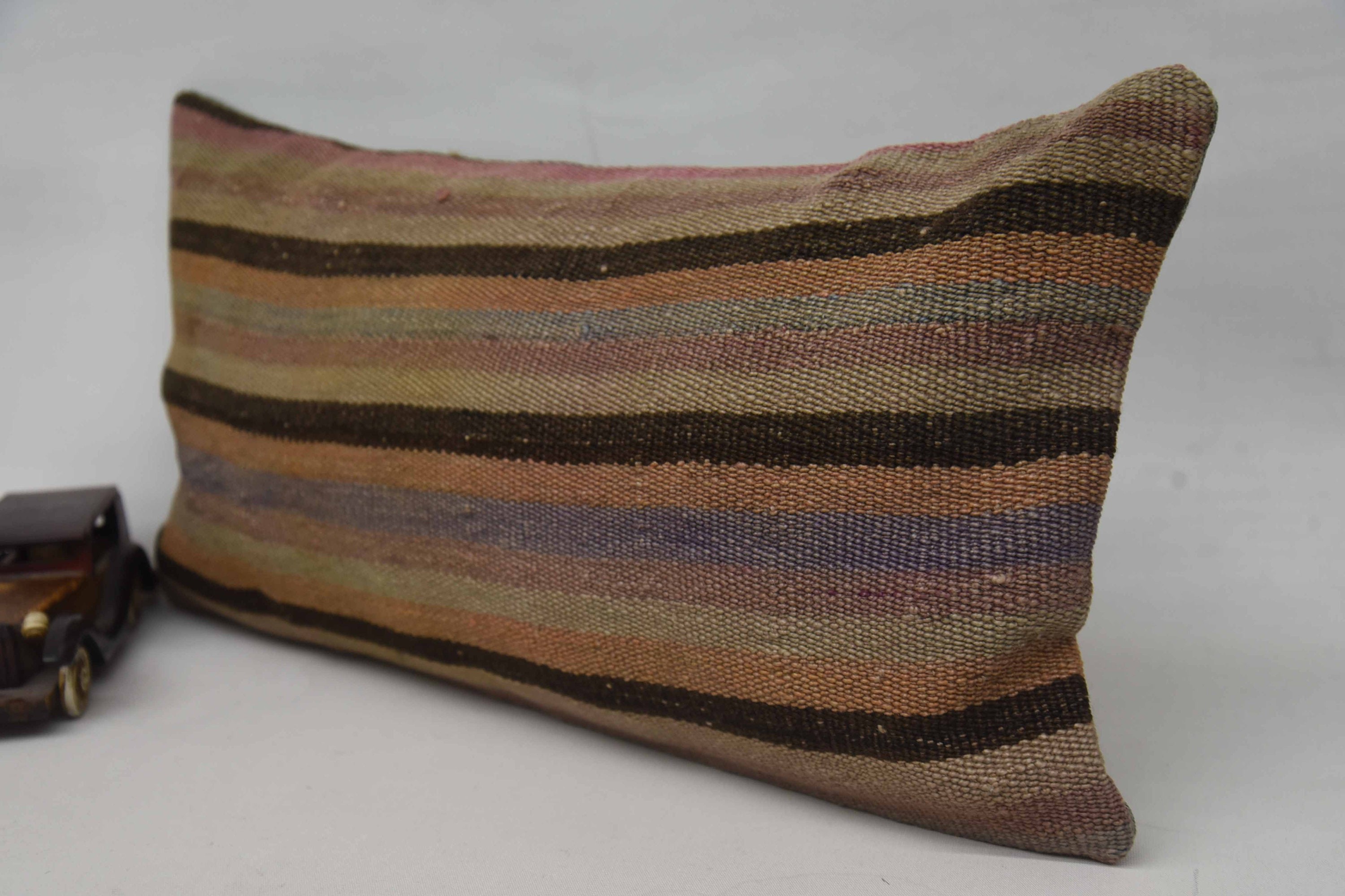 Örme Yastık, Vintage Kilim Kırlent, 12"x24" Turuncu Kırlent Kılıfı, Kanepe Yastık, Türk Yastığı