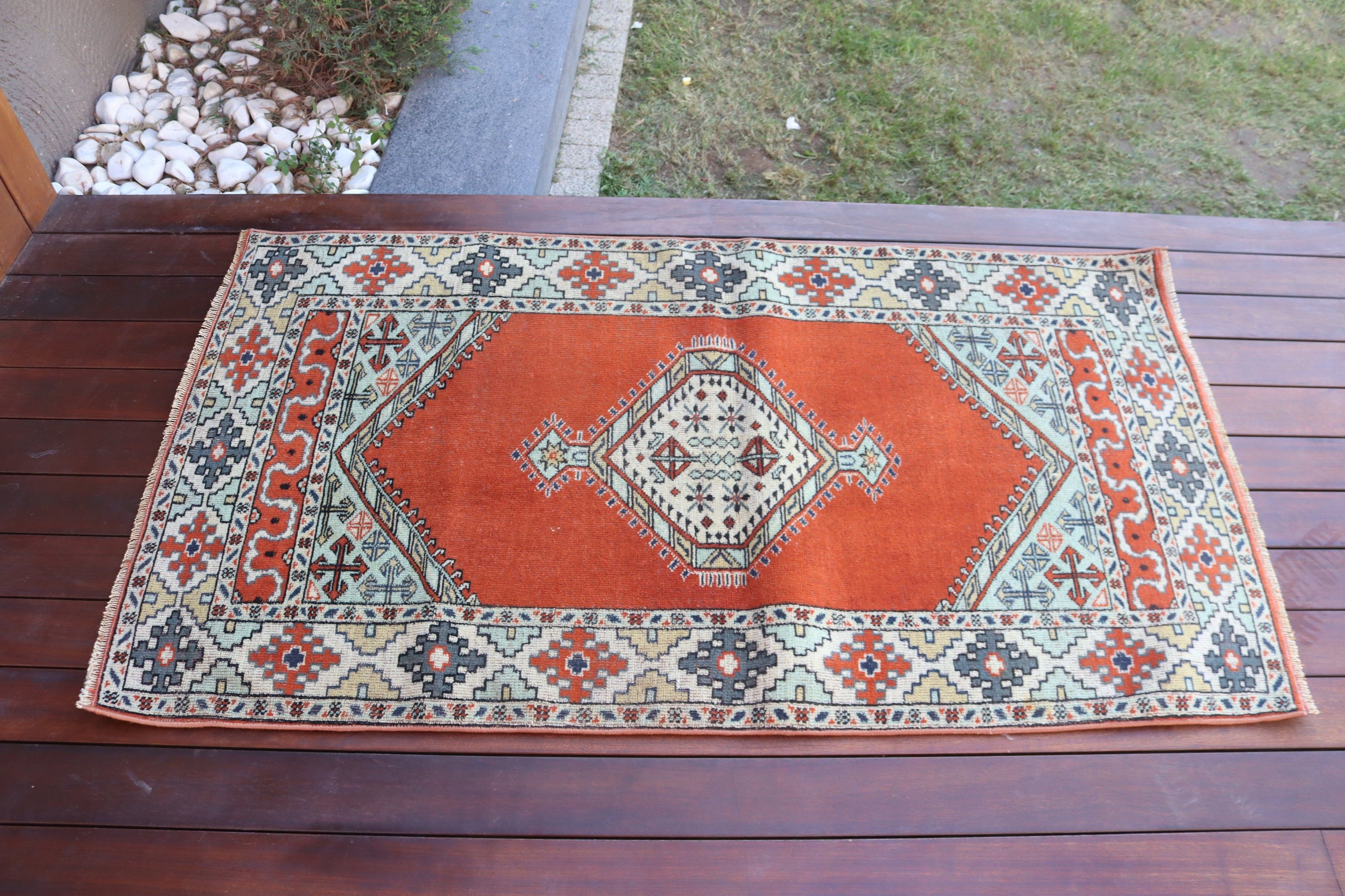 Küçük Boho Halıları, Duvara Asılı Halı, Boho Halıları, Nötr Halılar, Vintage Halılar, 2,6x4,8 ft Küçük Halılar, Türk Halısı, Turuncu Yatak Odası Halısı