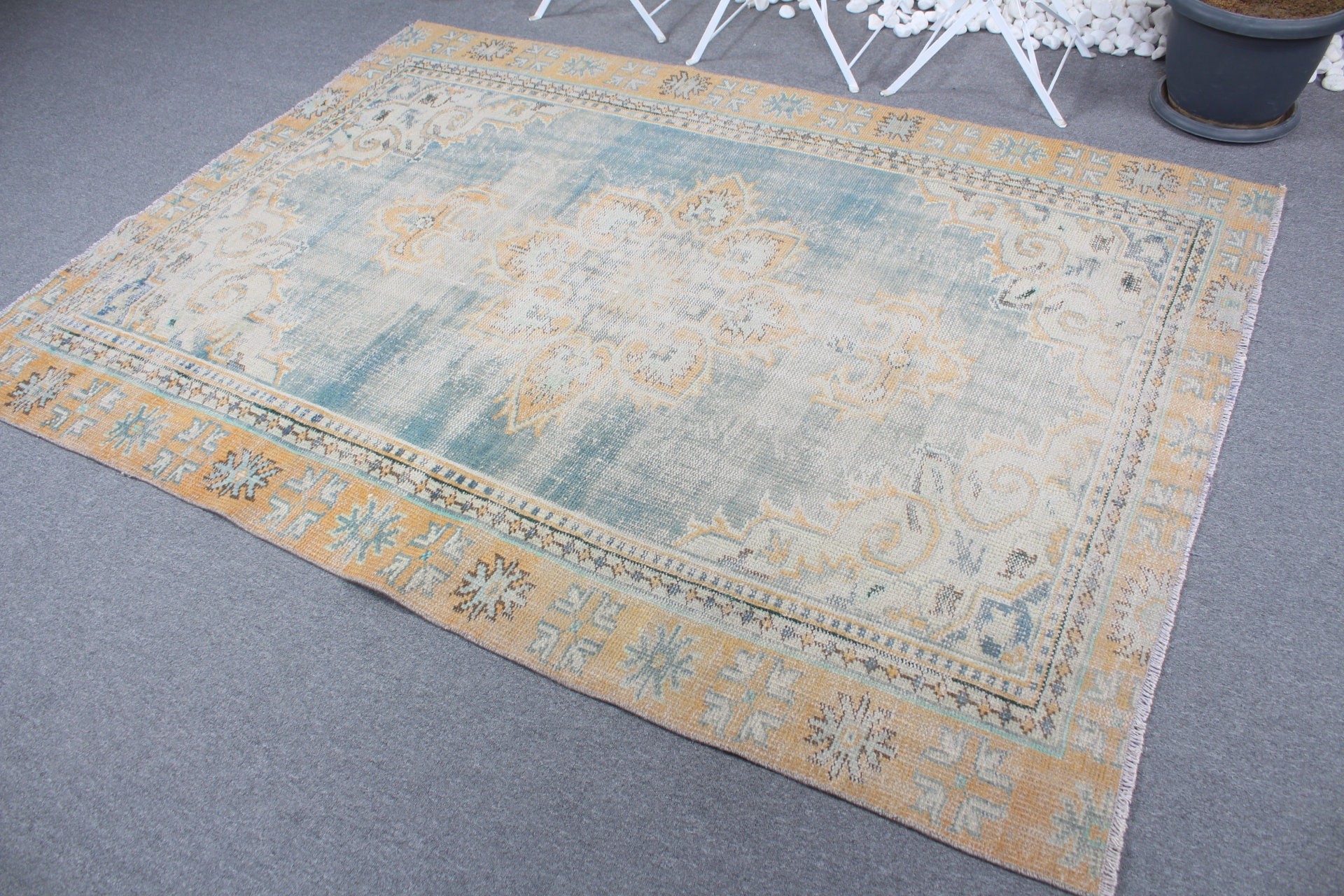 Yeşil Yer Halısı, Yatak Odası Halısı, Anadolu Halıları, Türk Halıları, 5.4x7.5 ft Büyük Halılar, Antika Halılar, Salon Halıları, Vintage Halı, Salon Halısı