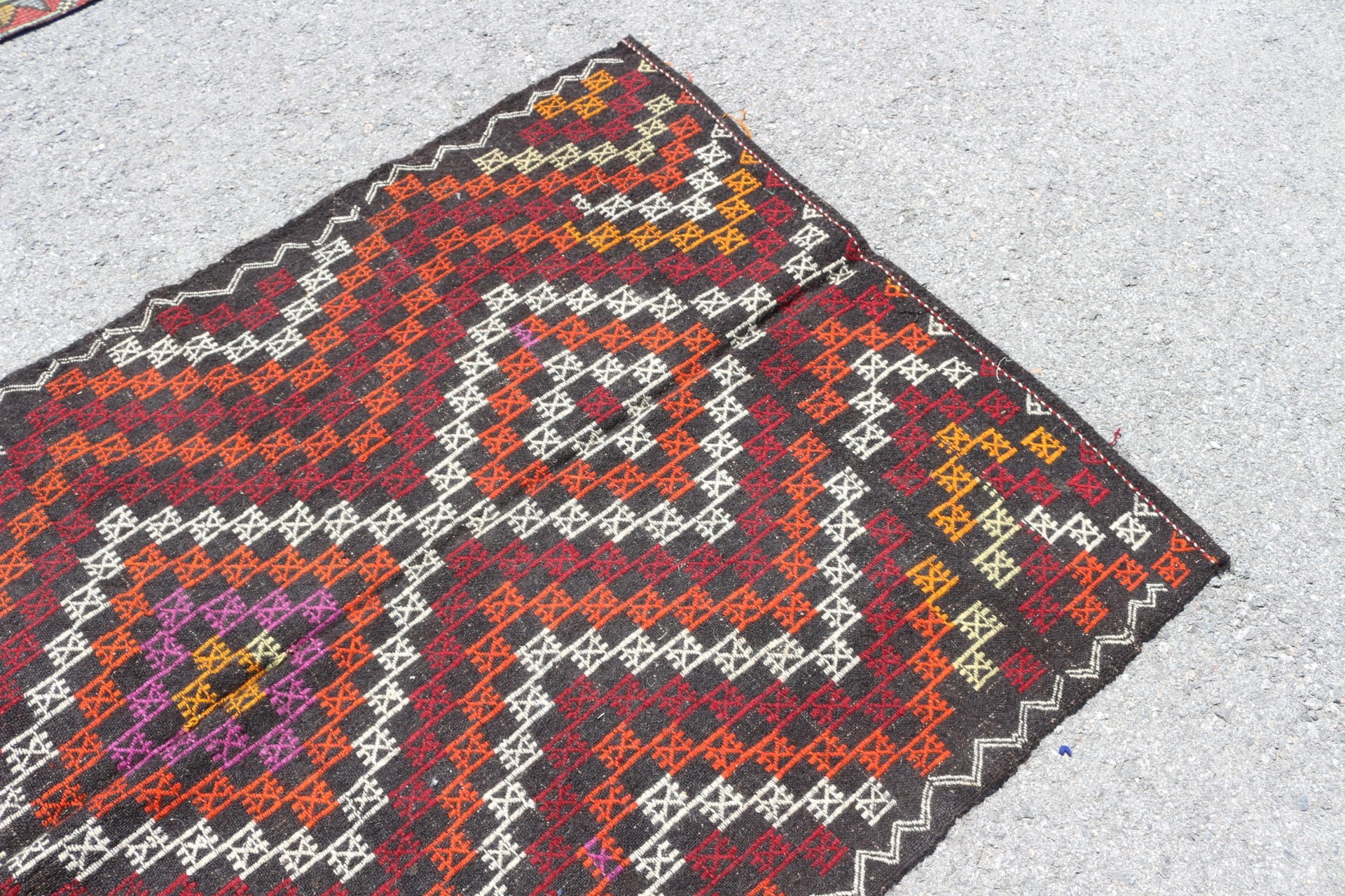 Vintage Halı, Soluk Halı, Oushak Halı, Kilim, Yemek Odası Halısı, Türk Halıları, Havalı Halı, Kahverengi Oryantal Halı, 4,3x7,7 ft Alan Halısı, Zemin Halıları