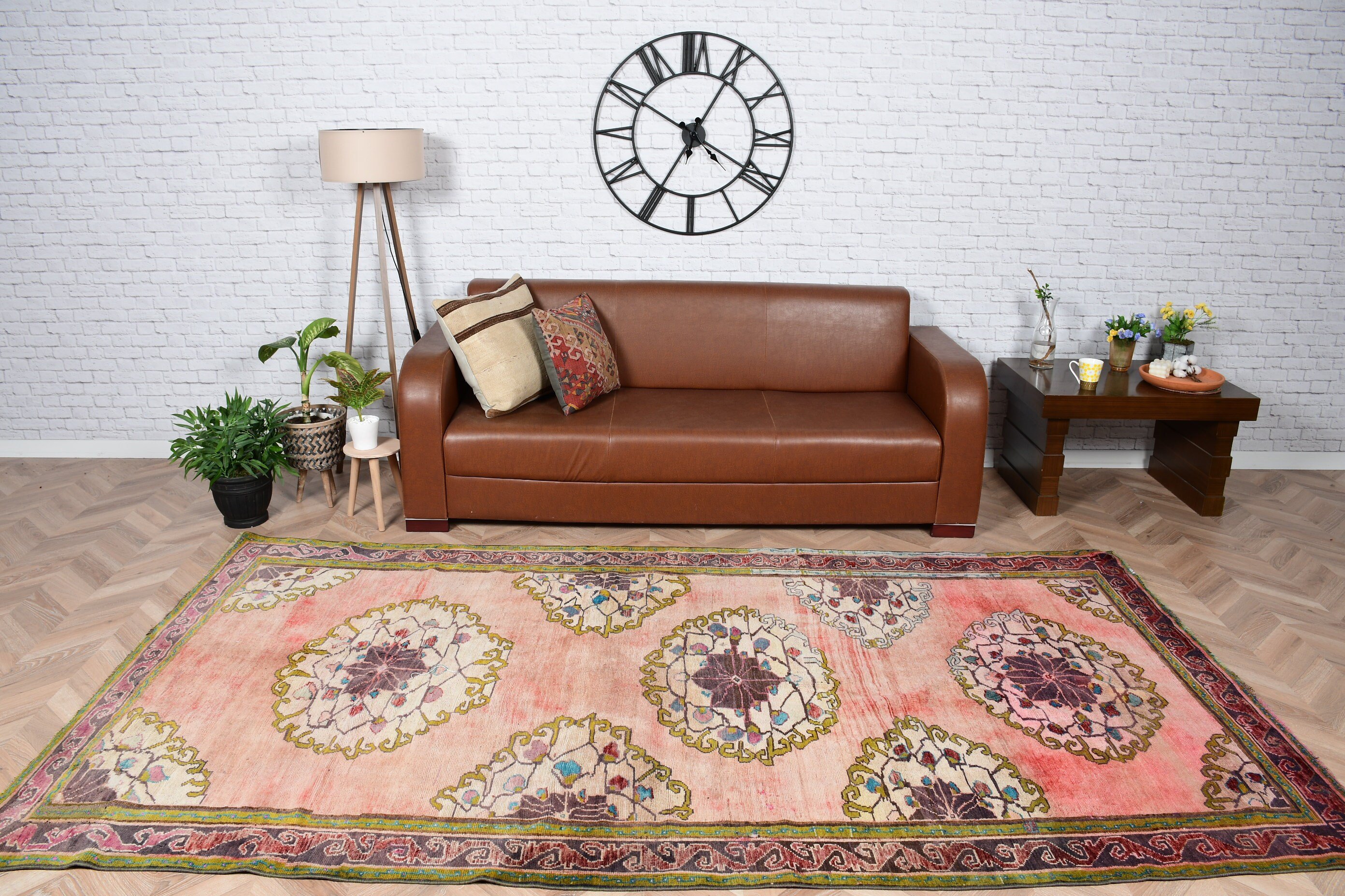 Living Room Rugs, Cute Rug, 5.3x9.9 ft Large Rug, Kitchen Rug, Turkish Rug, Vintage Rug, Pink Oriental Rugs, Dining Room Rug