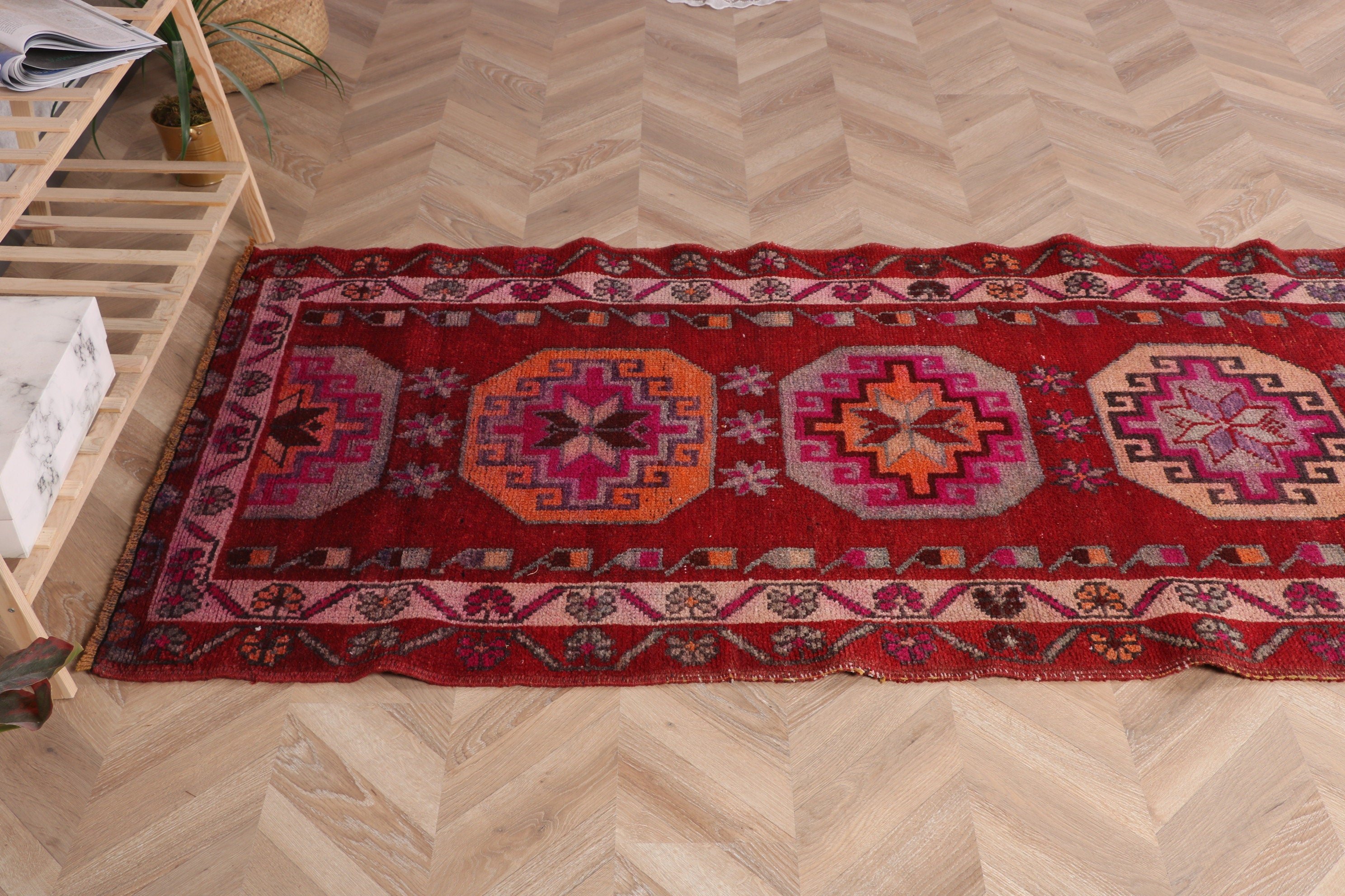 Kırmızı Açıklama Halıları, Koridor Halıları, Beni Ourain Yolluk Halıları, Türk Halısı, Vintage Halı, 3.1x11.9 ft Koşucu Halıları, Antika Halı, Yün Halılar