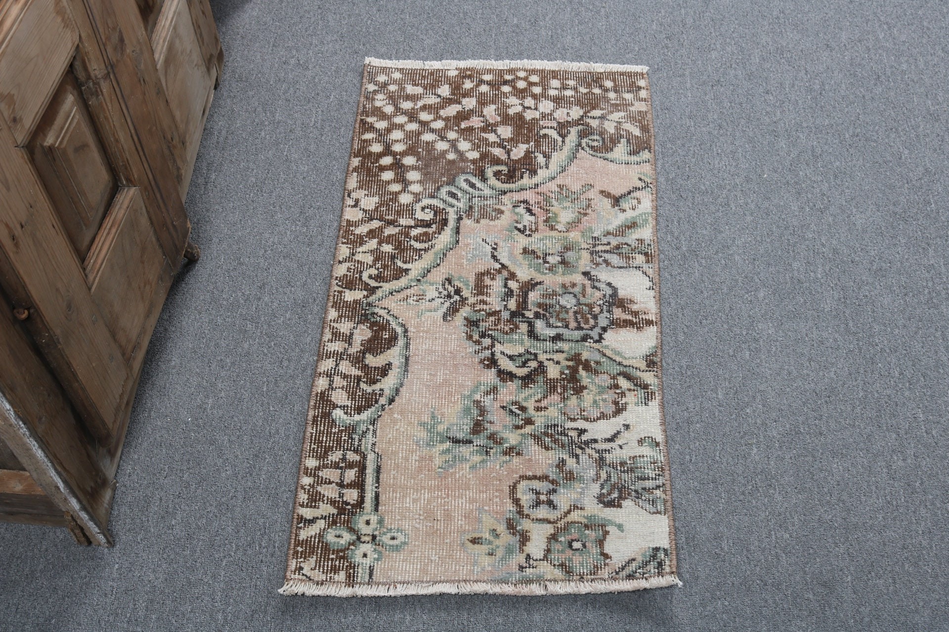 Car Mat Rugs, Home Decor Rugs, Vintage Rugs, Oushak Rugs, Entry Rug, Turkish Rugs, Exotic Rug, 1.5x2.9 ft Small Rugs, Brown Home Decor Rugs