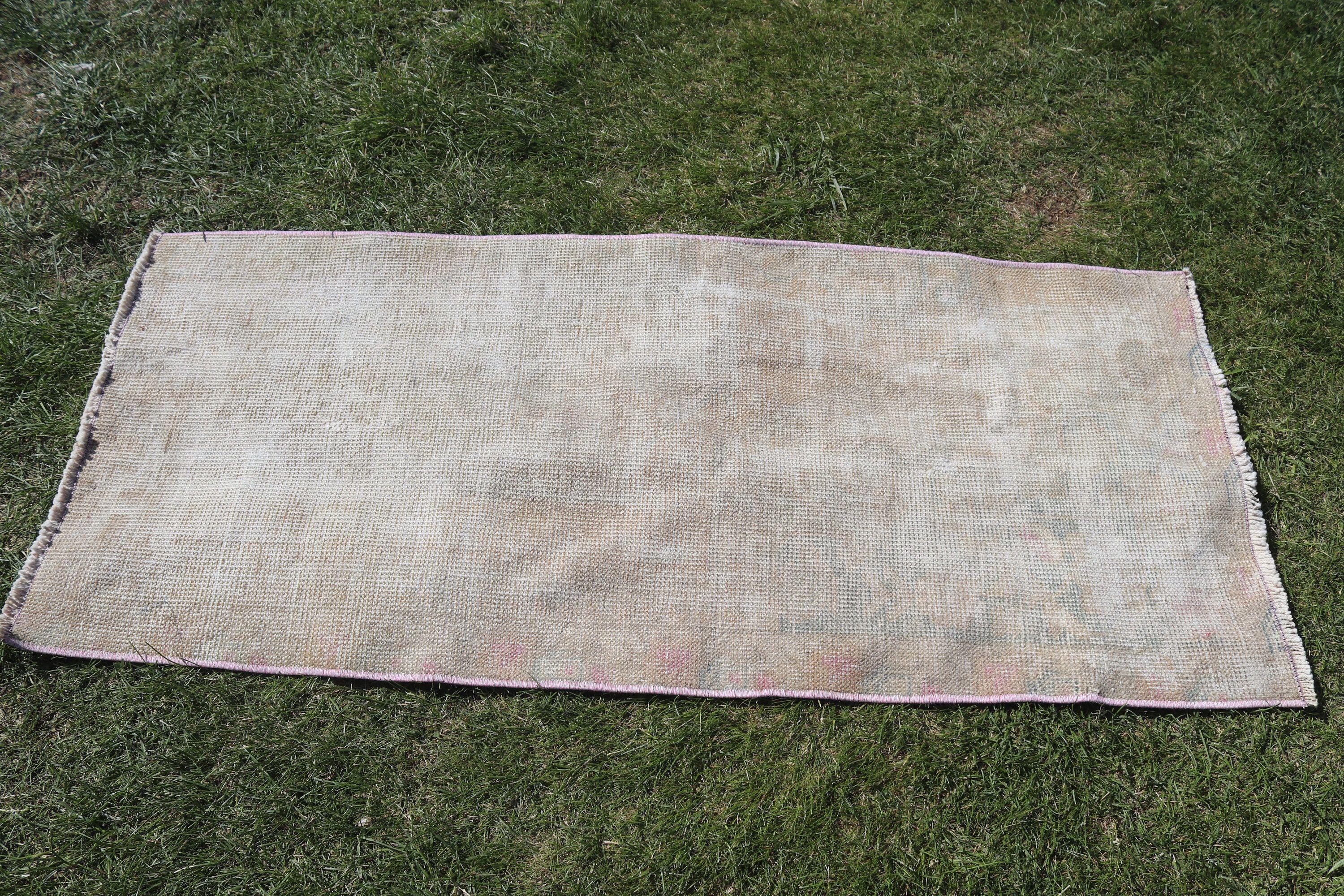 Bej Fas Halıları, 2x4,5 ft Küçük Halı, Ev Dekorasyonu Halıları, Lüks Halılar, Vintage Halı, Yer Halısı, Türk Halısı, Araba Paspas Halısı, Banyo Halıları