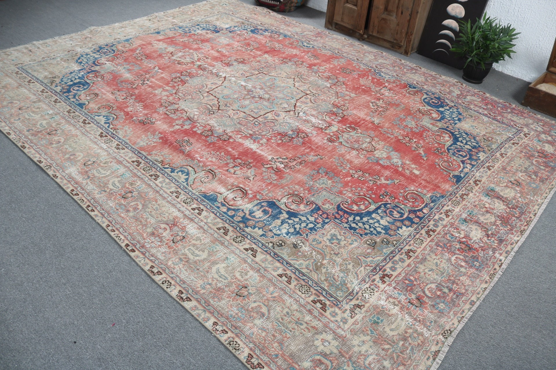 9.1x11.5 ft Oversize Rugs, Oversize Turkish Rugs, Turkish Rugs, Handwoven Rugs, Outdoor Rug, Flatweave Rug, Vintage Rug, Red Antique Rugs