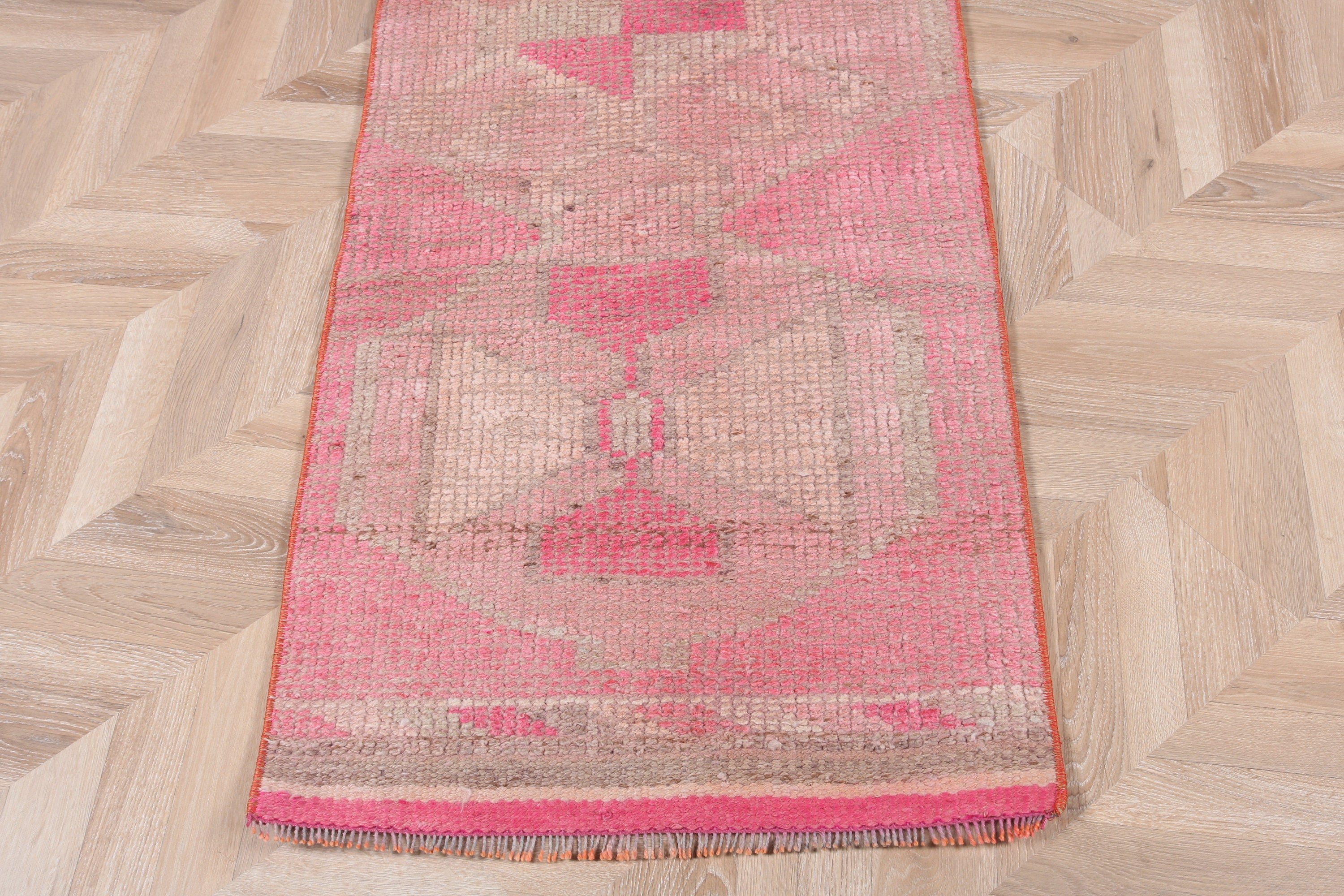 Turkish Rugs, Modern Rugs, Hallway Rugs, Floor Rug, Pink Modern Rug, Anatolian Rug, 2.1x10.3 ft Runner Rug, Vintage Rug, Corridor Rugs