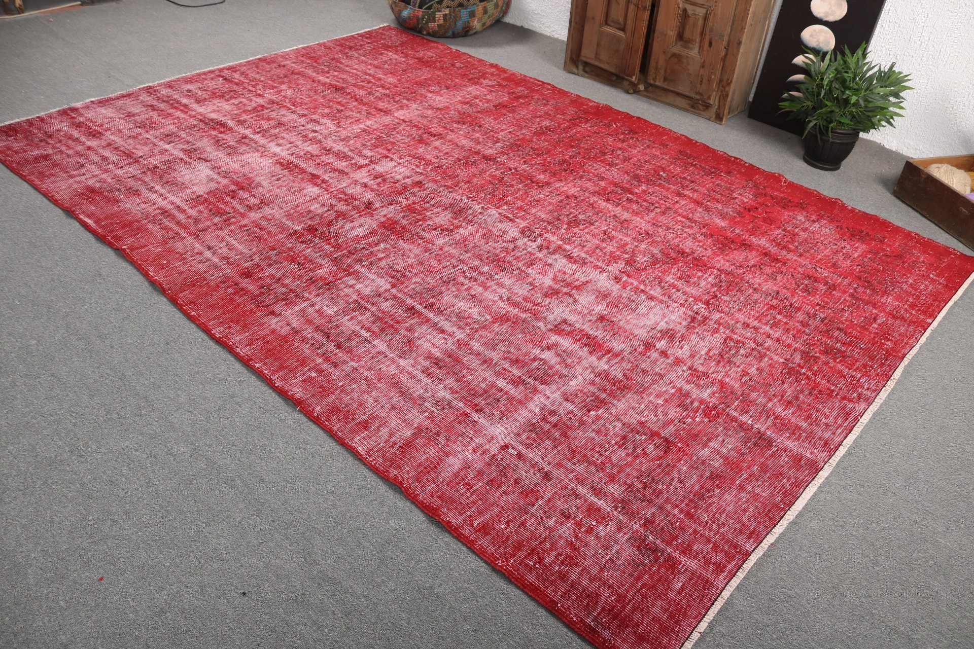 Red Neutral Rugs, Vintage Rugs, Home Decor Rugs, Moroccan Rugs, Tribal Rug, 7.1x10.2 ft Oversize Rug, Turkish Rugs, Oversize Vintage Rugs