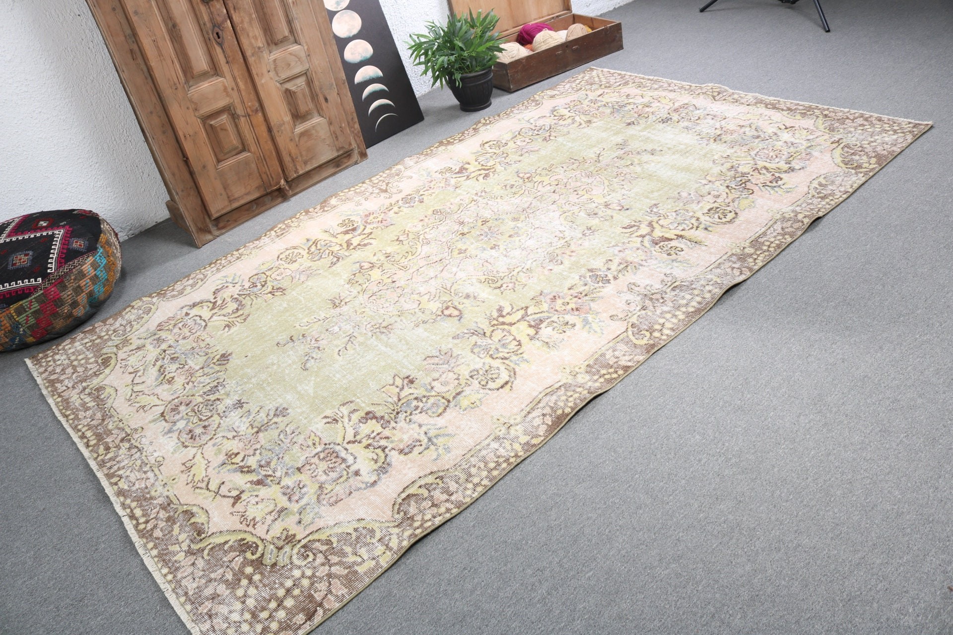 Yeşil Ev Dekor Halıları, Yatak Odası Halısı, Vintage Halılar, Fas Halıları, Yemek Odası Halısı, Oturma Odası Halıları, 5.6x9.4 ft Büyük Halı, Türk Halısı