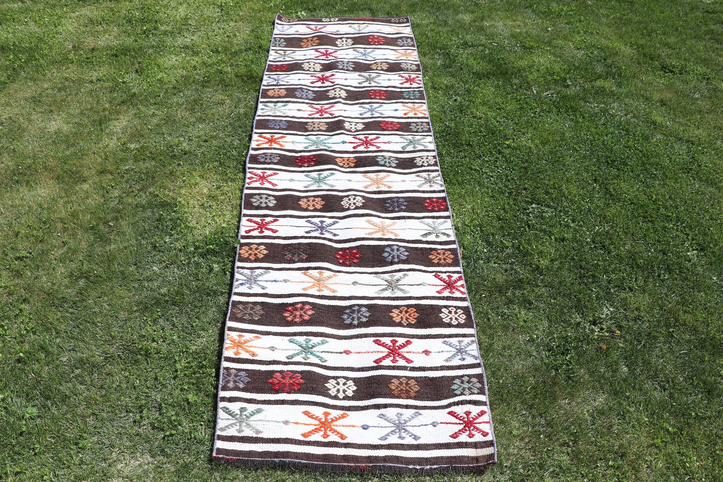 Vintage Halılar, 2.2x7.6 ft Yolluk Halısı, Kilim, Türk Halıları, Yün Halısı, Açıklama Halıları, Koridor Halısı, Beyaz Anadolu Halıları, Koridor Halısı