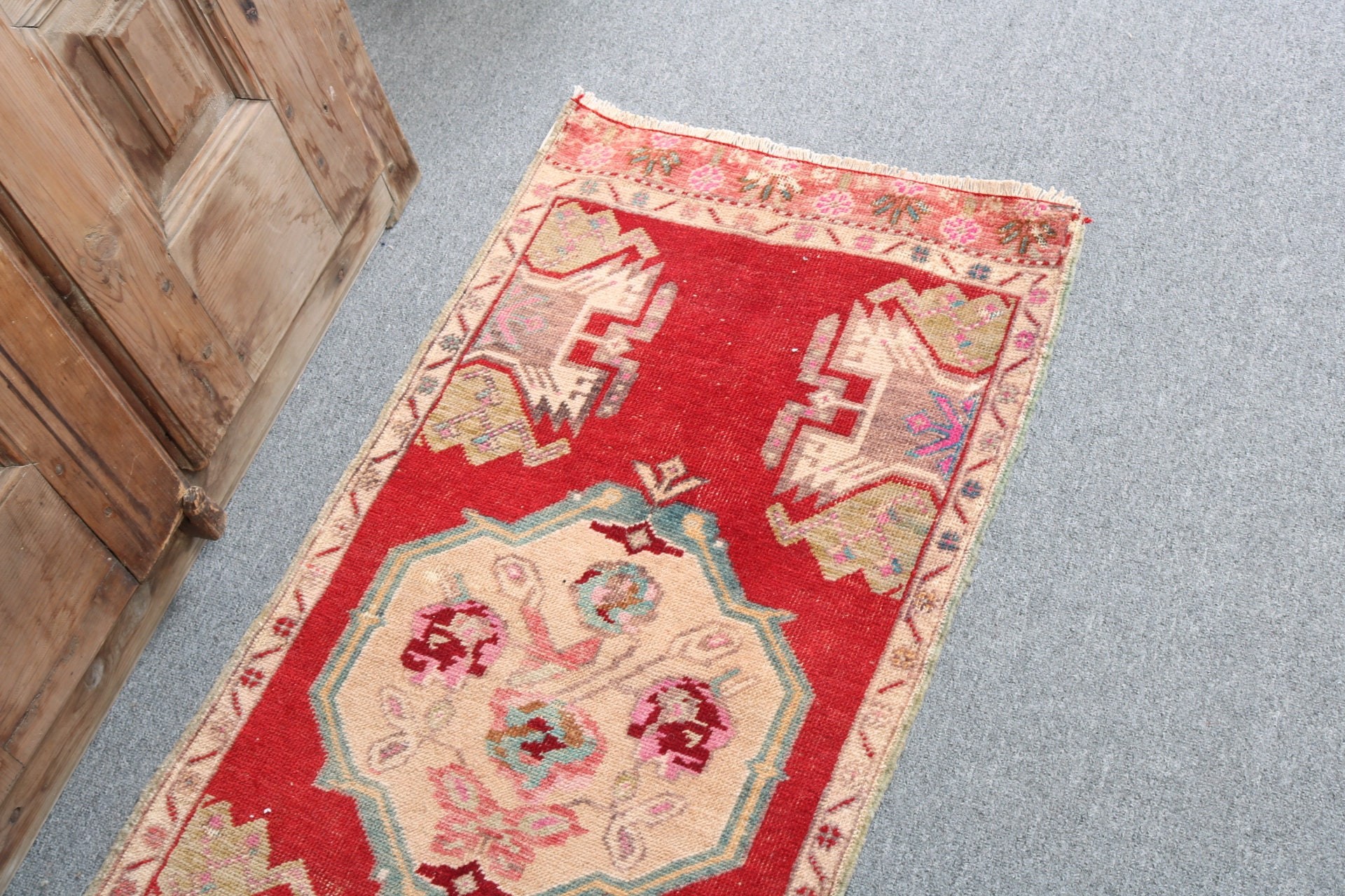 Floor Rug, Turkish Rug, Moroccan Rugs, Turkey Rugs, Vintage Rugs, Kitchen Rug, Red Neutral Rug, Small Vintage Rugs, 1.8x3.6 ft Small Rug