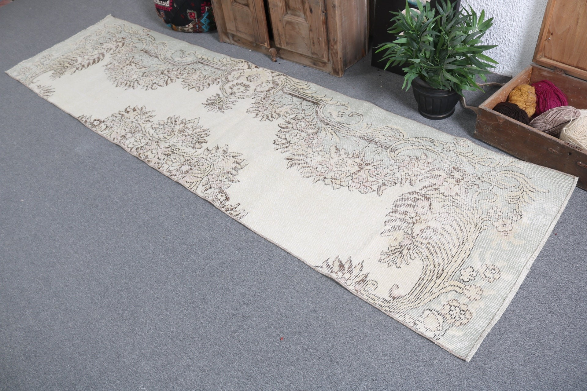 Bej Yün Halı, Türk Halısı, Modern Halılar, Vintage Halı, Merdiven Halıları, Yer Halısı, Koridor Halısı, Boho Halısı, Merdiven Halıları, 2,7x10,2 ft Yolluk Halısı