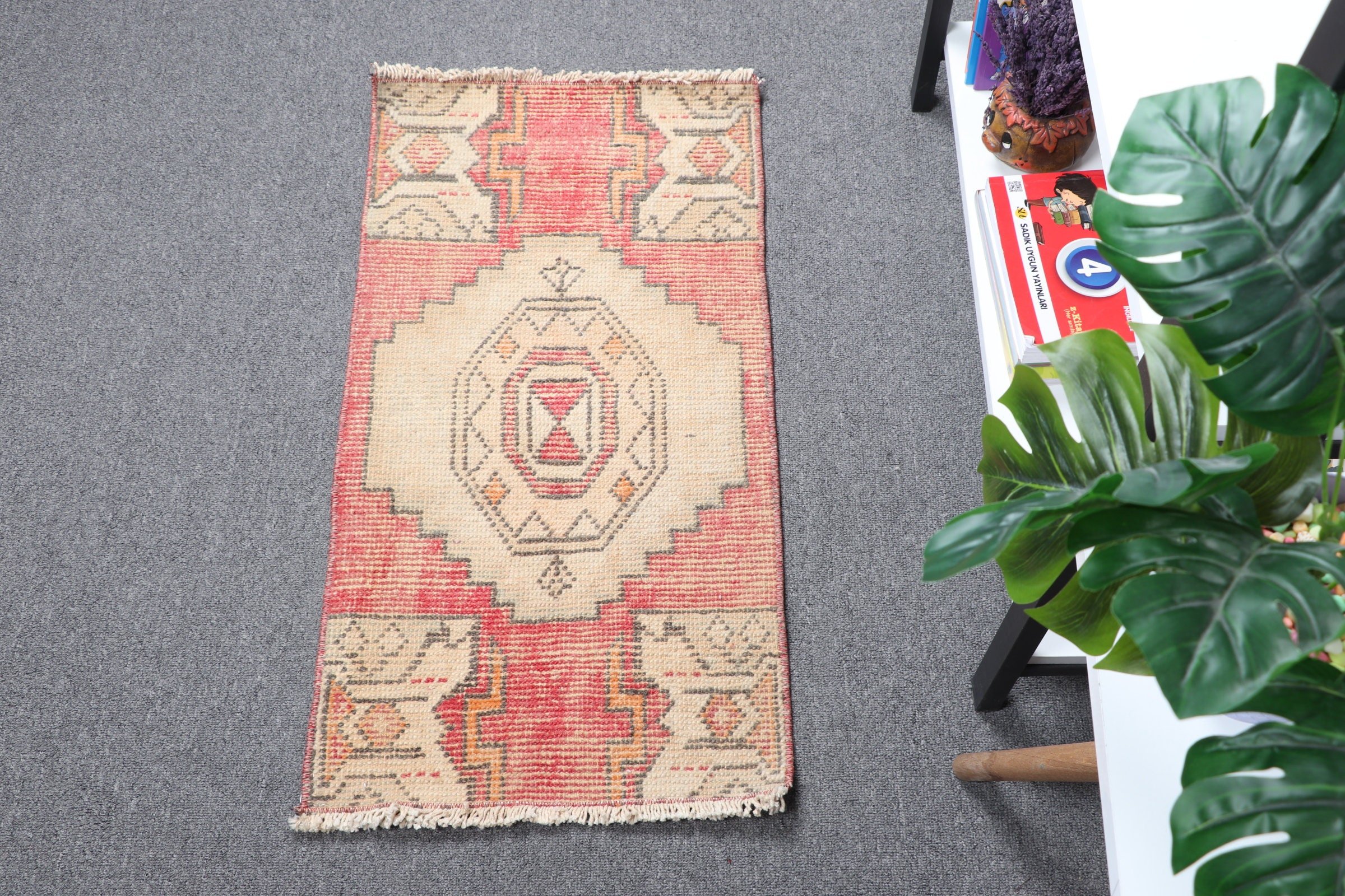 Vintage Rugs, Kitchen Rug, Bath Rugs, Wool Rug, Eclectic Rug, Rugs for Kitchen, Beige Kitchen Rugs, 1.4x2.6 ft Small Rugs, Turkish Rugs