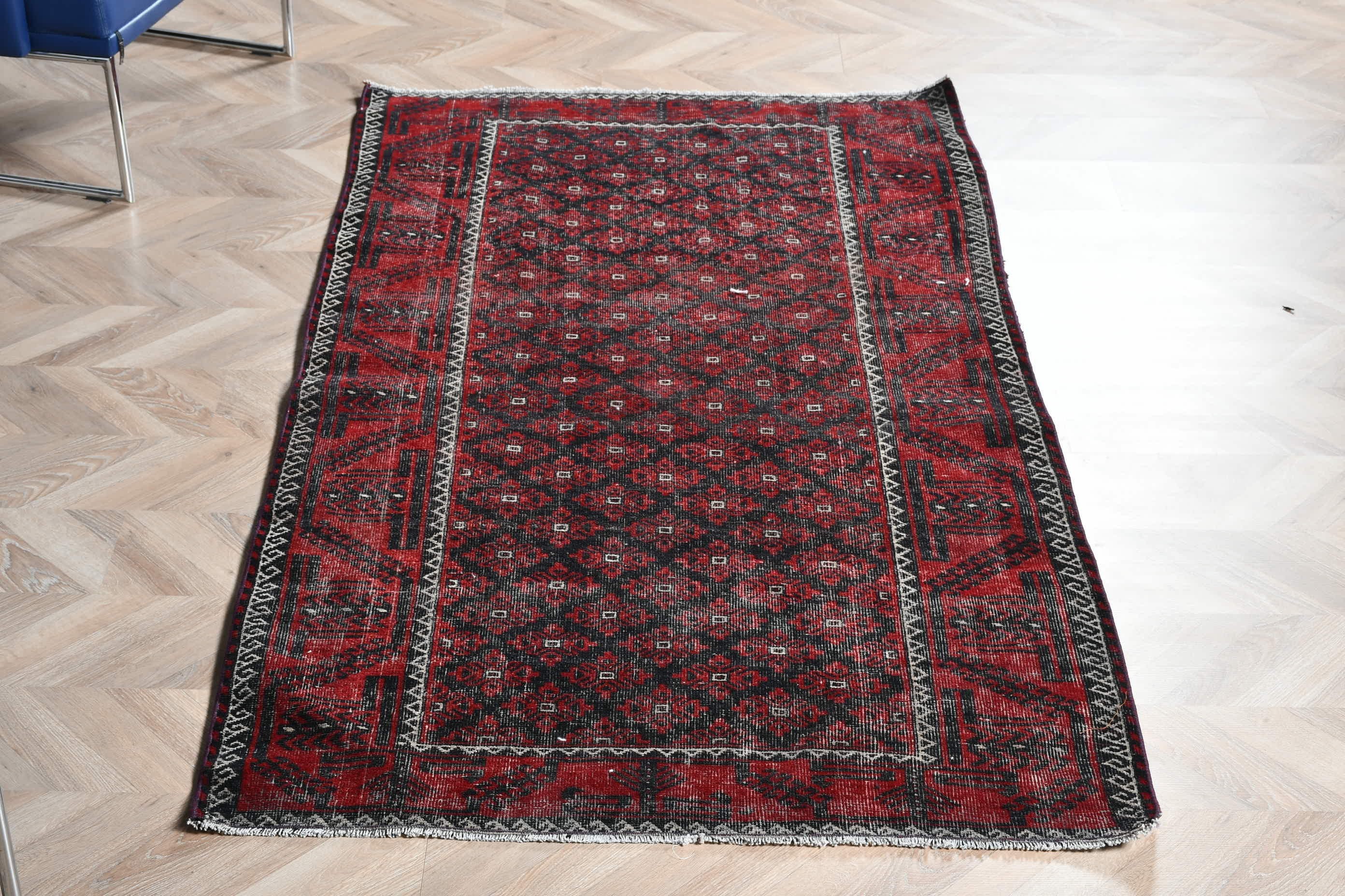 Oushak Rug, Aztec Rugs, Vintage Rugs, Turkish Rug, Red Antique Rugs, Hallway Rugs, Rugs for Hallway, Moroccan Rug, 3x11.2 ft Runner Rug