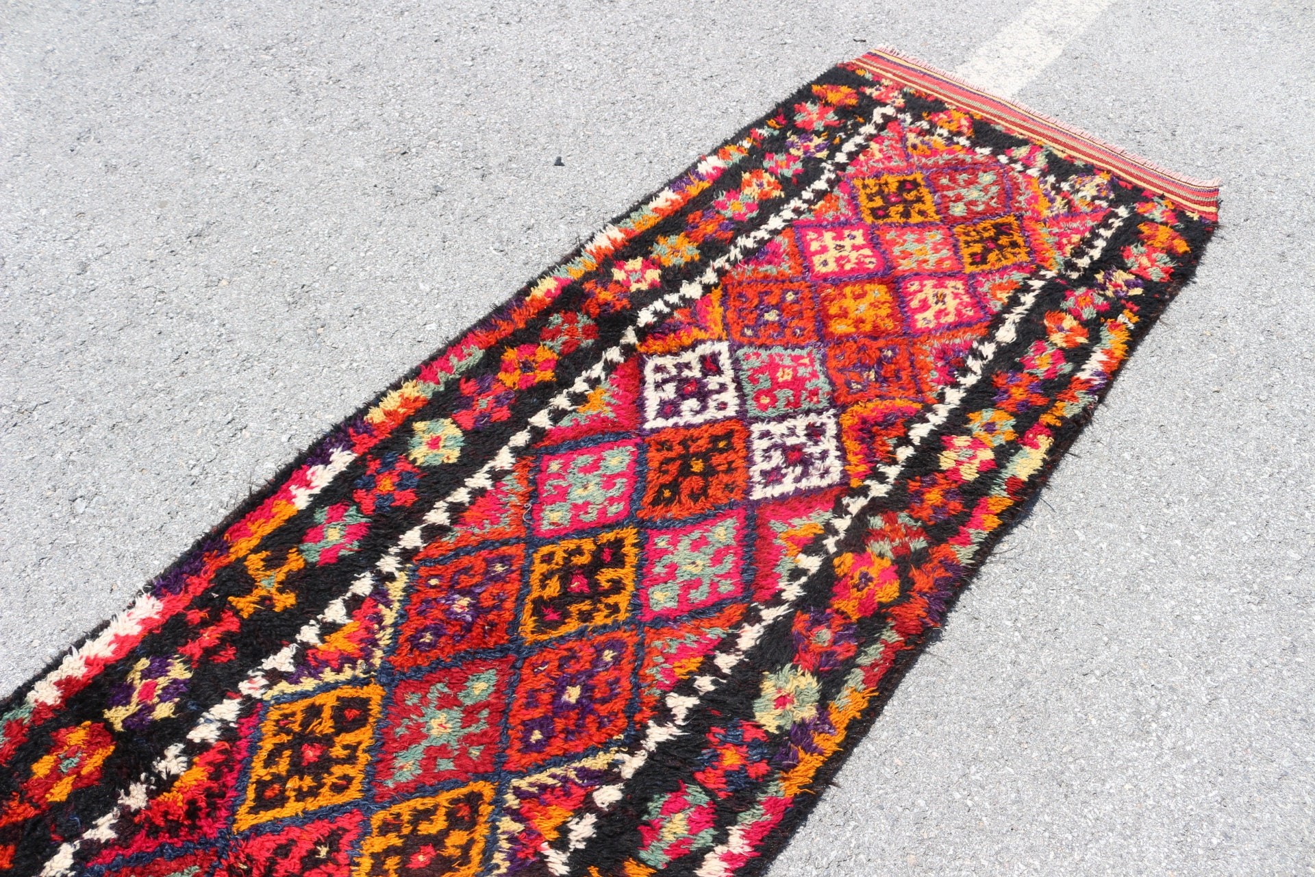 Antique Rug, Red Floor Rug, Hallway Rugs, Anatolian Rug, Vintage Rugs, Stair Rug, Turkish Rug, Rugs for Hallway, 2.7x15.2 ft Runner Rug