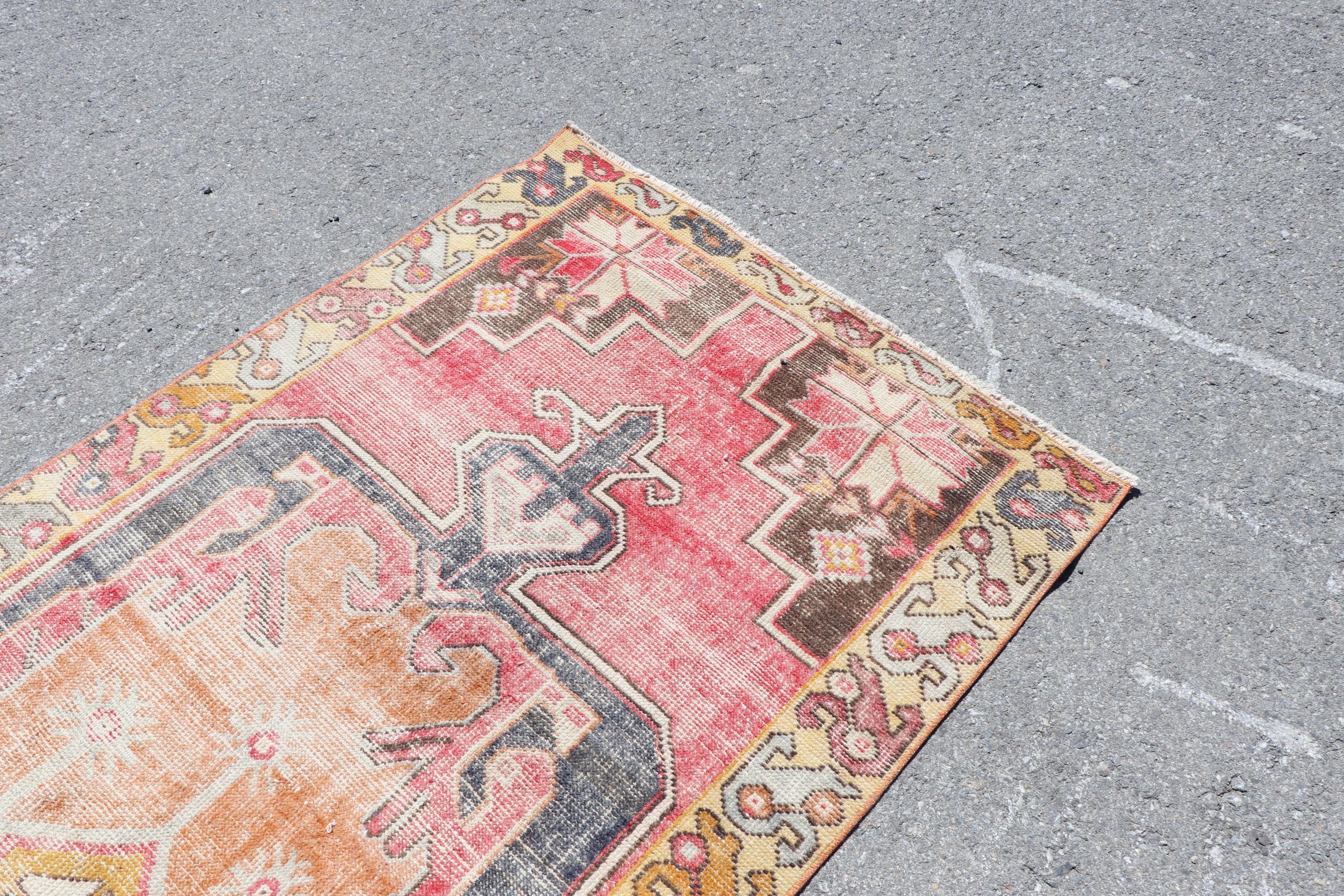 Anatolian Rugs, Turkish Rug, Bedroom Rugs, 3.7x8.9 ft Area Rug, Red Moroccan Rug, Vintage Rugs, Vintage Decor Rug, Rugs for Nursery