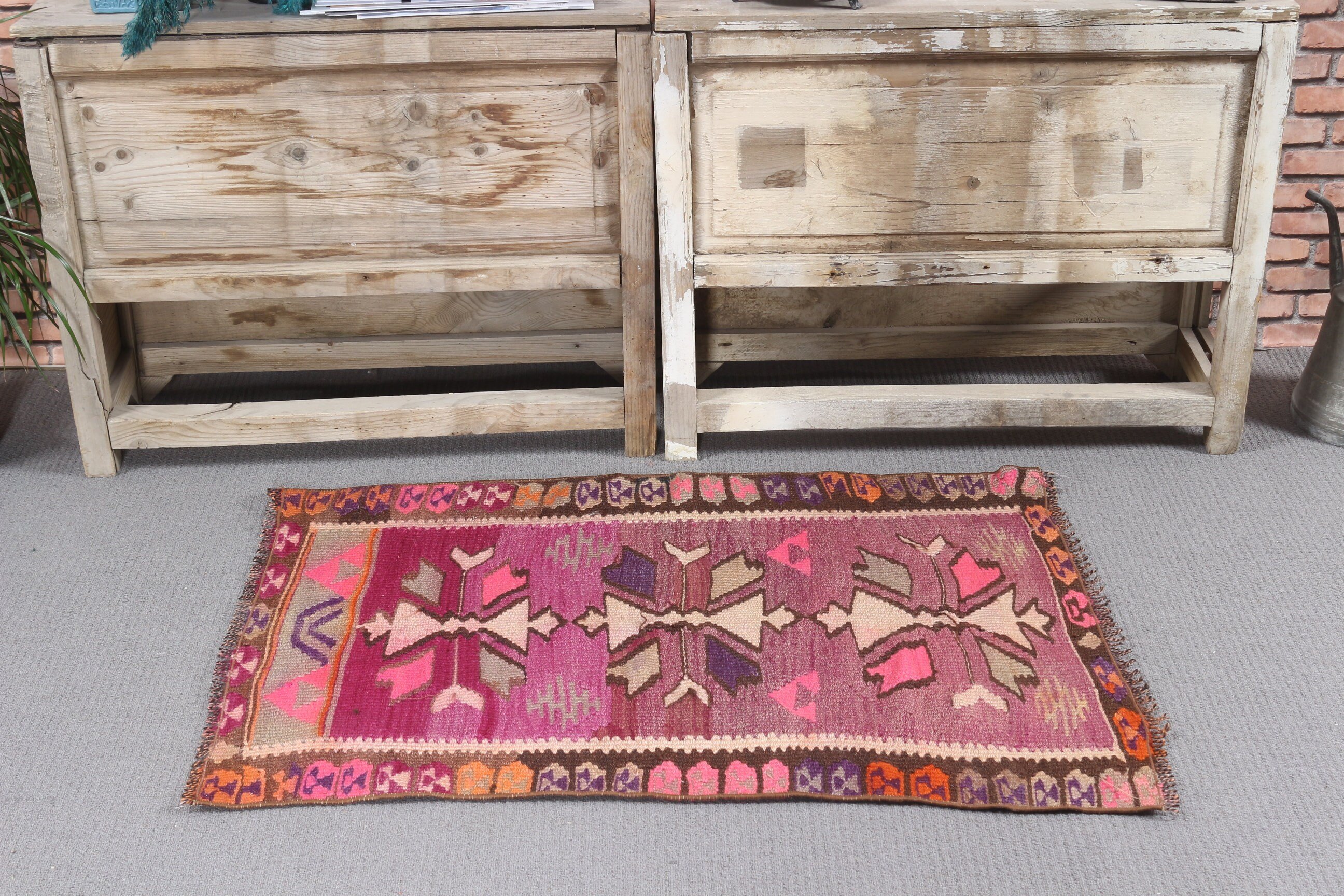 Turkish Rug, Moroccan Rugs, Entry Rug, Brown Home Decor Rug, Nursery Rug, Cute Rug, Vintage Rugs, 2.2x3.3 ft Small Rug, Oriental Rugs