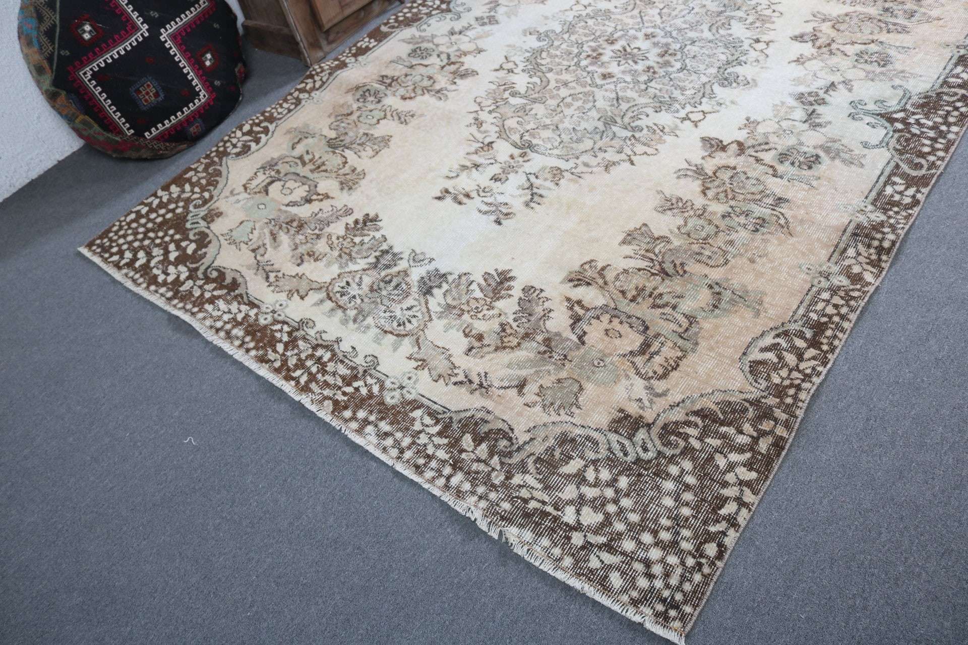 Wool Rugs, Rugs for Salon, Neutral Rug, Vintage Rug, Large Boho Rug, 6x9.2 ft Large Rug, Beige Statement Rug, Turkish Rug, Dining Room Rug