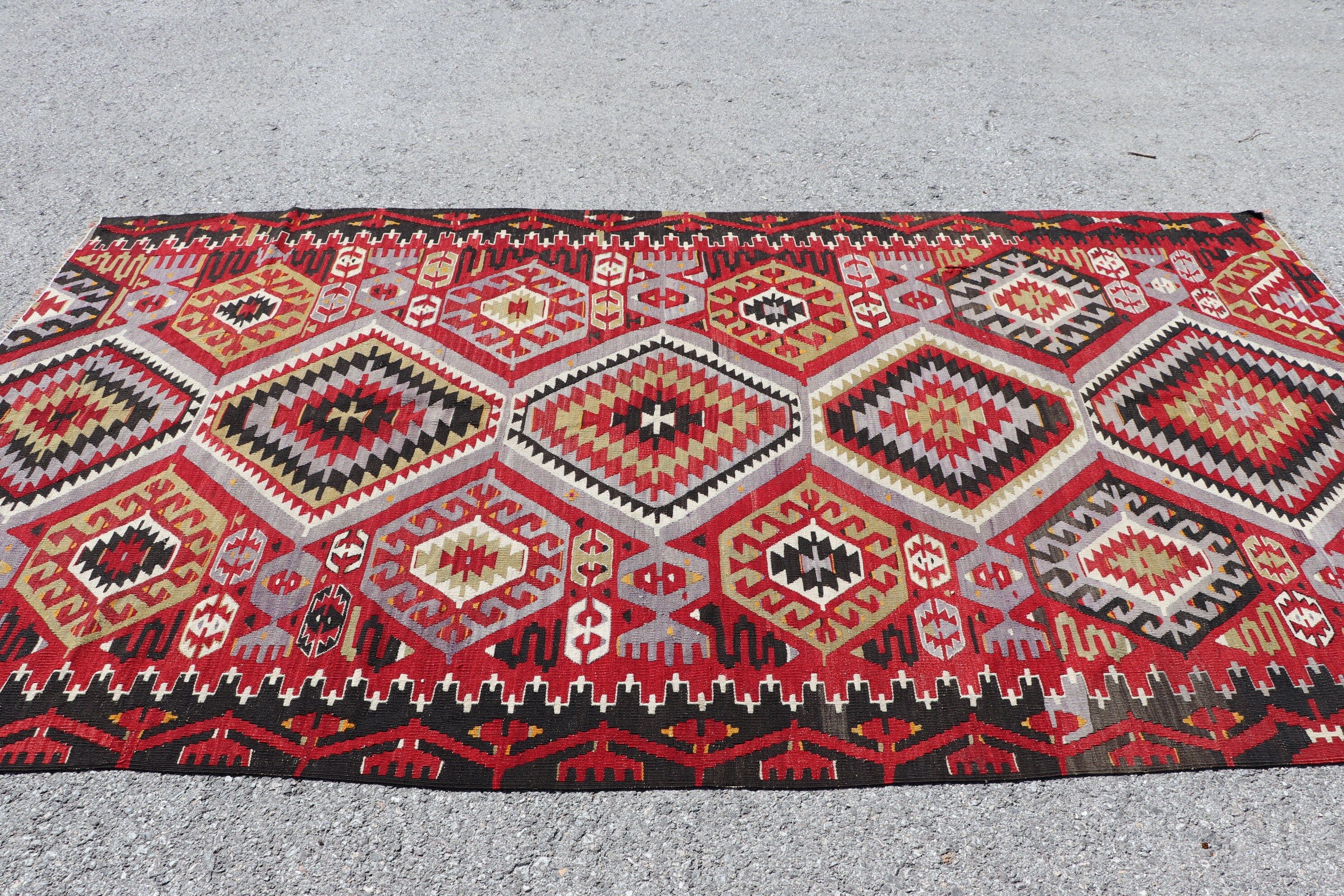 Vintage Rugs, Anatolian Rugs, 5.2x9.8 ft Large Rug, Turkish Rugs, Art Rugs, Kilim, Living Room Rug, Wool Rugs, Salon Rugs, Red Wool Rug