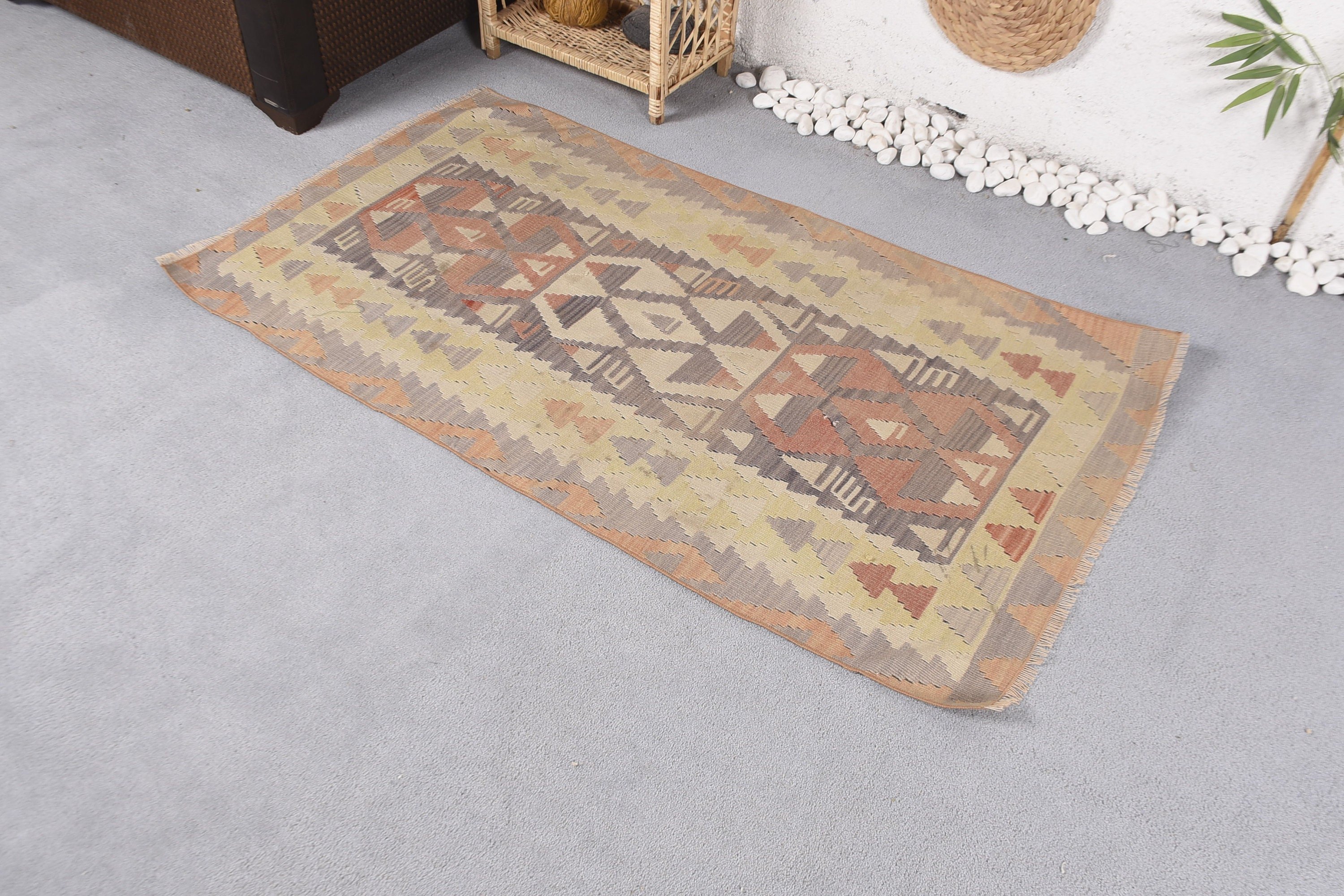 Gray Anatolian Rugs, Kilim, Bedroom Rug, Turkish Rugs, 3x5.2 ft Accent Rug, Old Rugs, Kitchen Rug, Oushak Rug, Vintage Rug, Home Decor Rugs