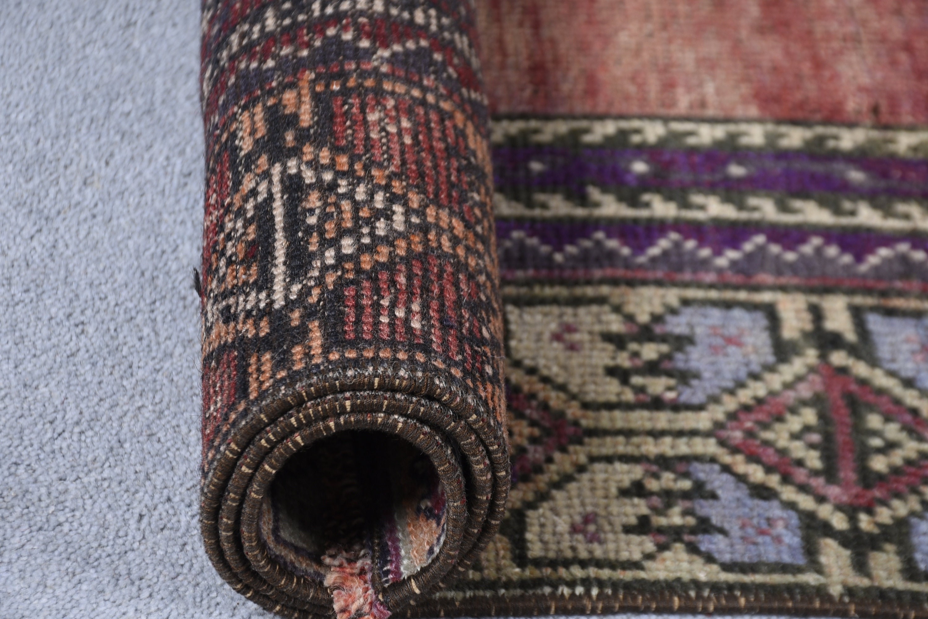 Anatolian Rug, Living Room Rugs, Bright Rug, Wool Rug, Red  3.7x7.7 ft Area Rugs, Turkish Rugs, Dining Room Rugs, Vintage Rug