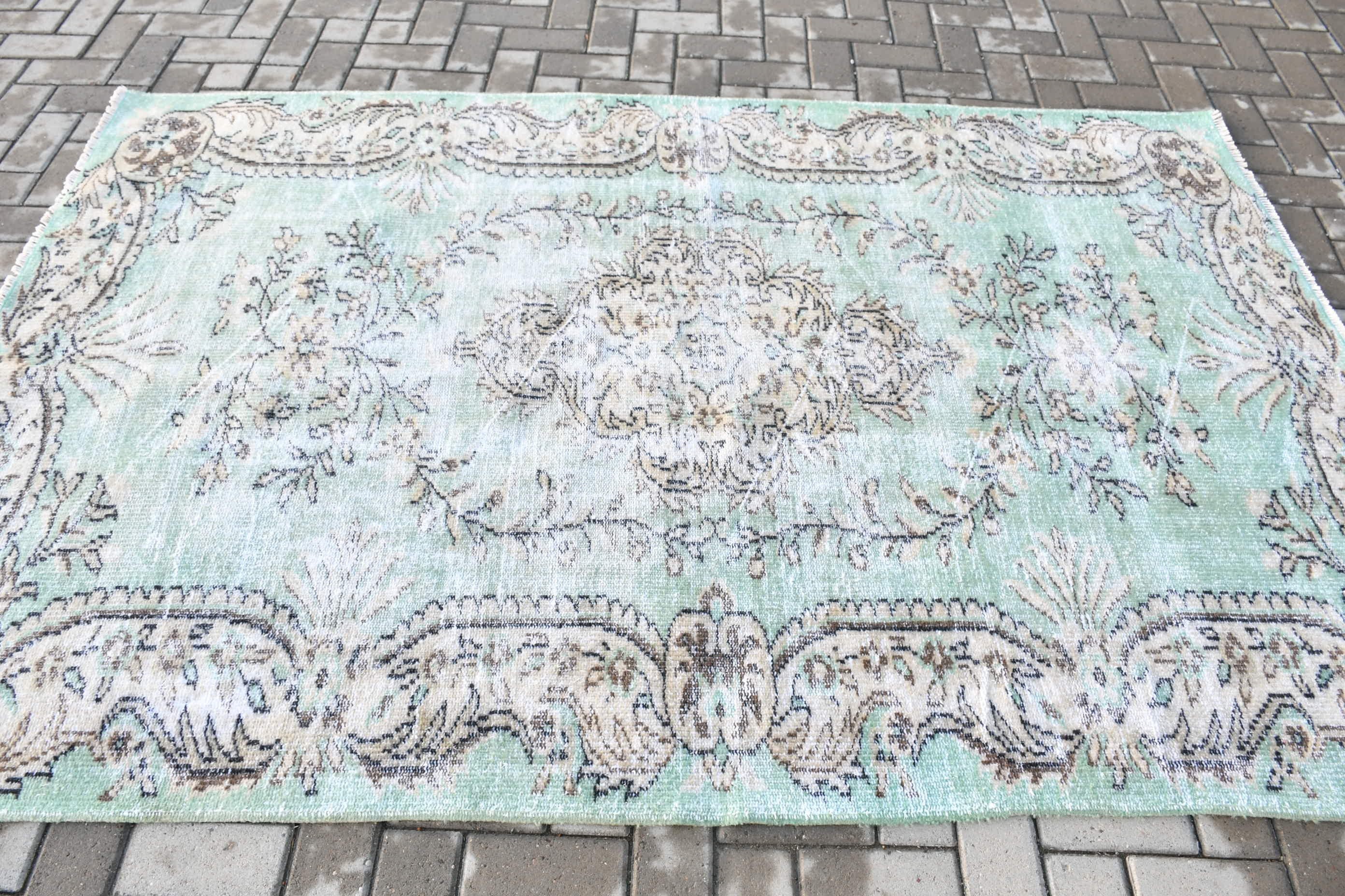 Kitchen Rugs, Floor Rugs, Green Cool Rug, Rugs for Living Room, 5.1x7.8 ft Area Rug, Vintage Rugs, Bedroom Rug, Turkish Rugs