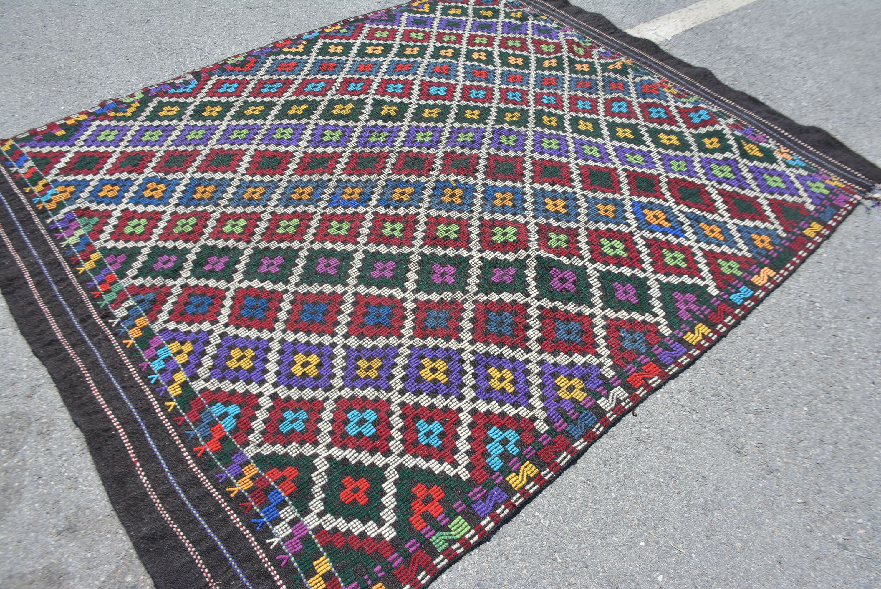 Living Room Rug, 6.3x7.9 ft Large Rug, Dining Room Rug, Anatolian Rug, Kilim, Turkish Rug, Vintage Rug, Oriental Rugs, Outdoor Rug