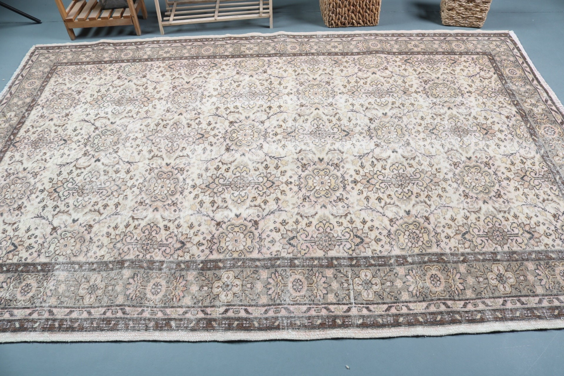 Living Room Rug, Turkish Rug, Vintage Rug, Salon Rug, Pastel Rug, 5.8x8.7 ft Large Rug, Home Decor Rug, Oriental Rugs, Rugs for Dining Room