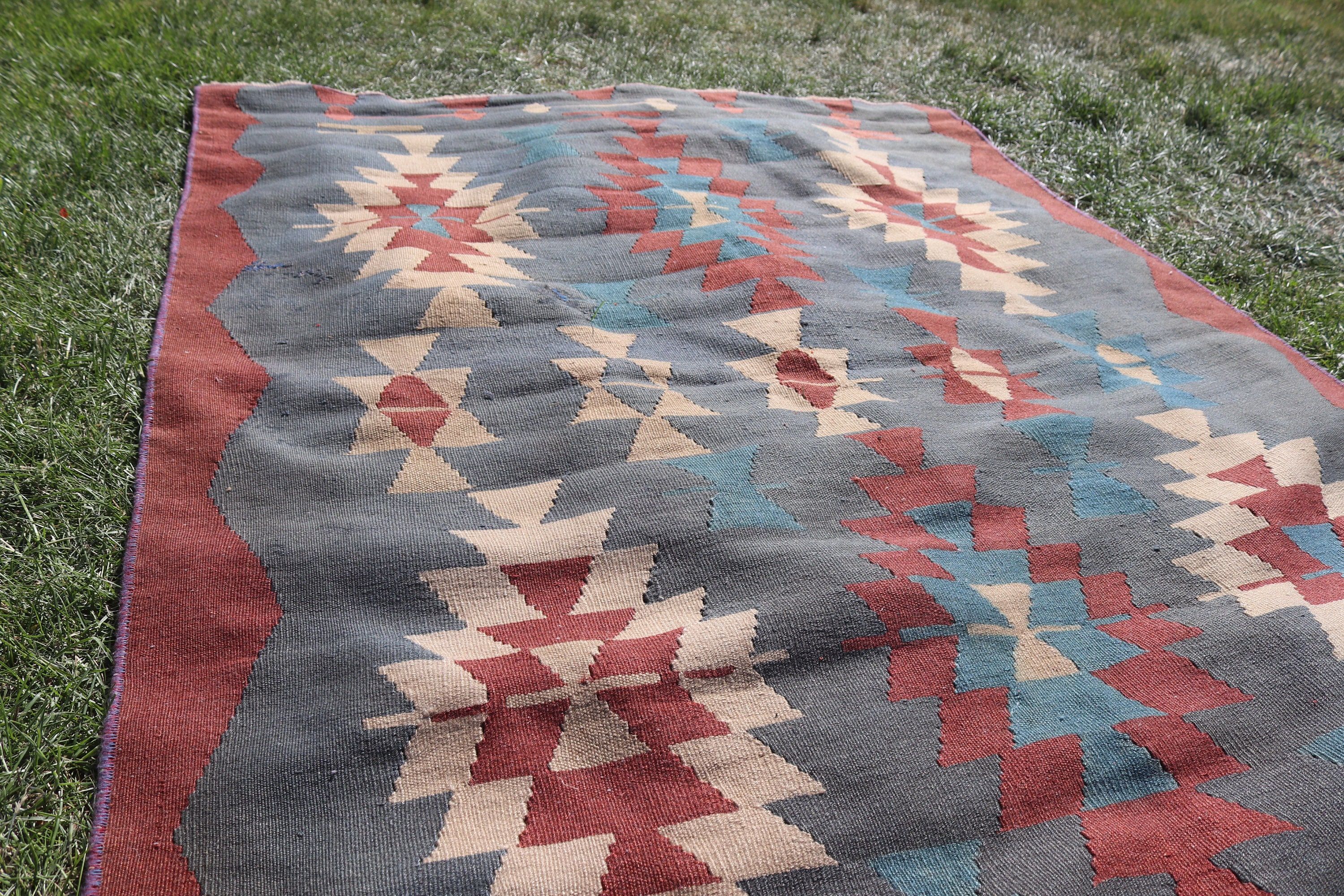 Kitchen Rugs, Organic Rug, Gray Kitchen Rug, Nursery Rug, Turkish Rugs, Entry Rugs, Kilim, 3.8x5.2 ft Accent Rugs, Vintage Rugs, Cool Rug