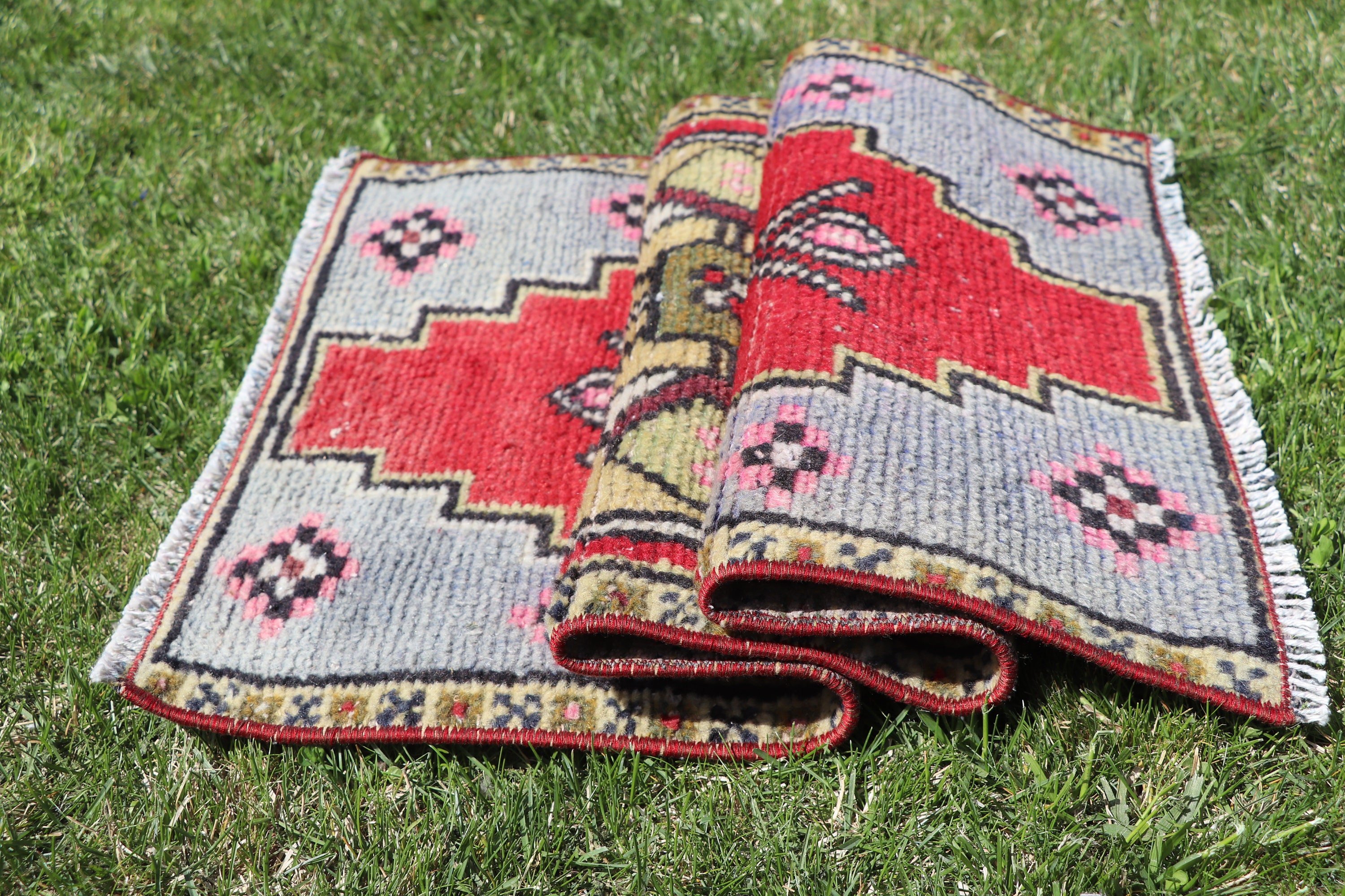 Moroccan Rug, Wall Hanging Rug, Red Cool Rugs, Modern Rugs, Vintage Rug, Small Vintage Rug, 1.5x3.1 ft Small Rugs, Turkish Rugs, Tribal Rug