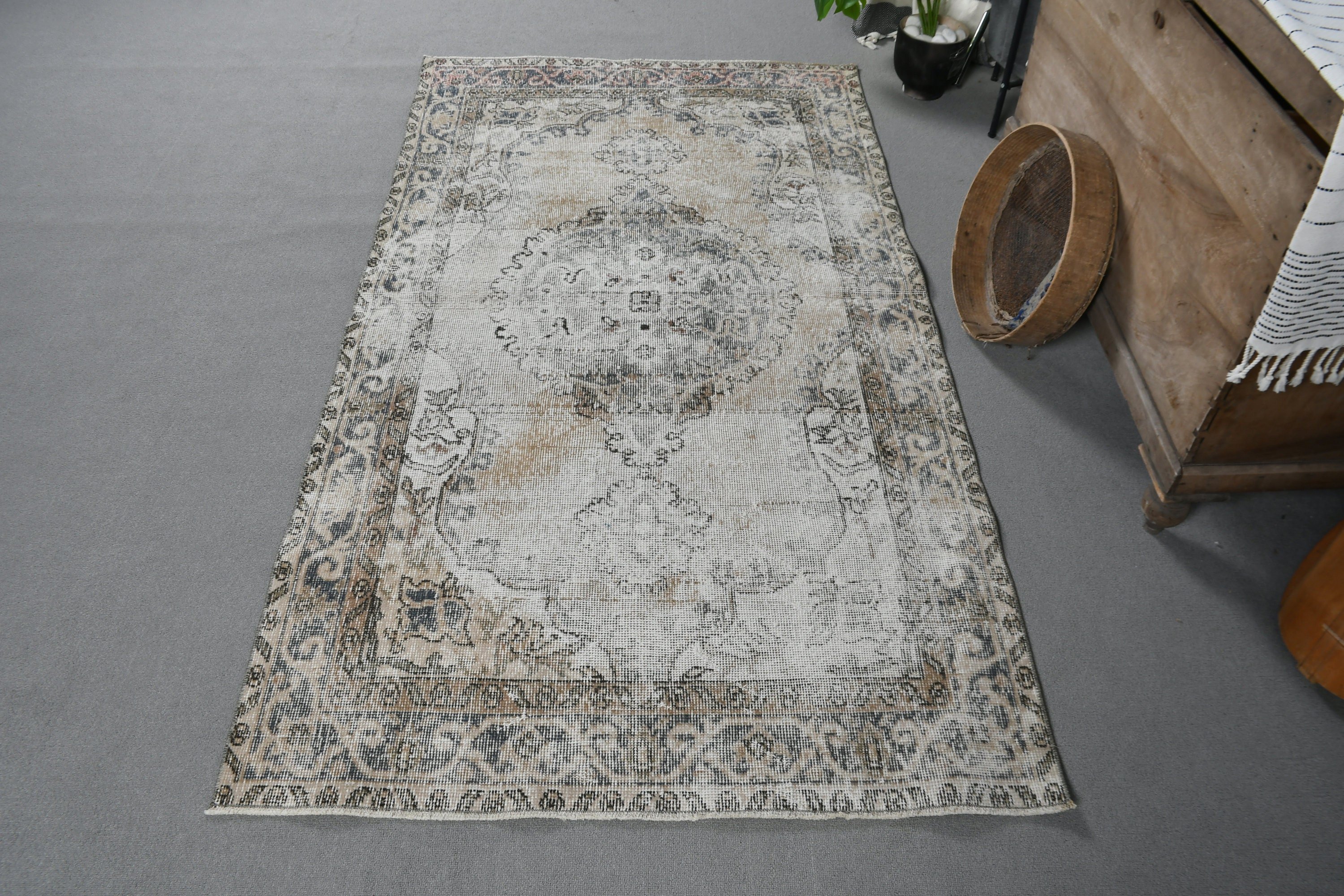 Turkish Rug, Beige Floor Rug, 3.6x6.5 ft Accent Rug, Antique Rug, Vintage Rug, Rugs for Kitchen, Nursery Rug, Cool Rug, Bedroom Rugs