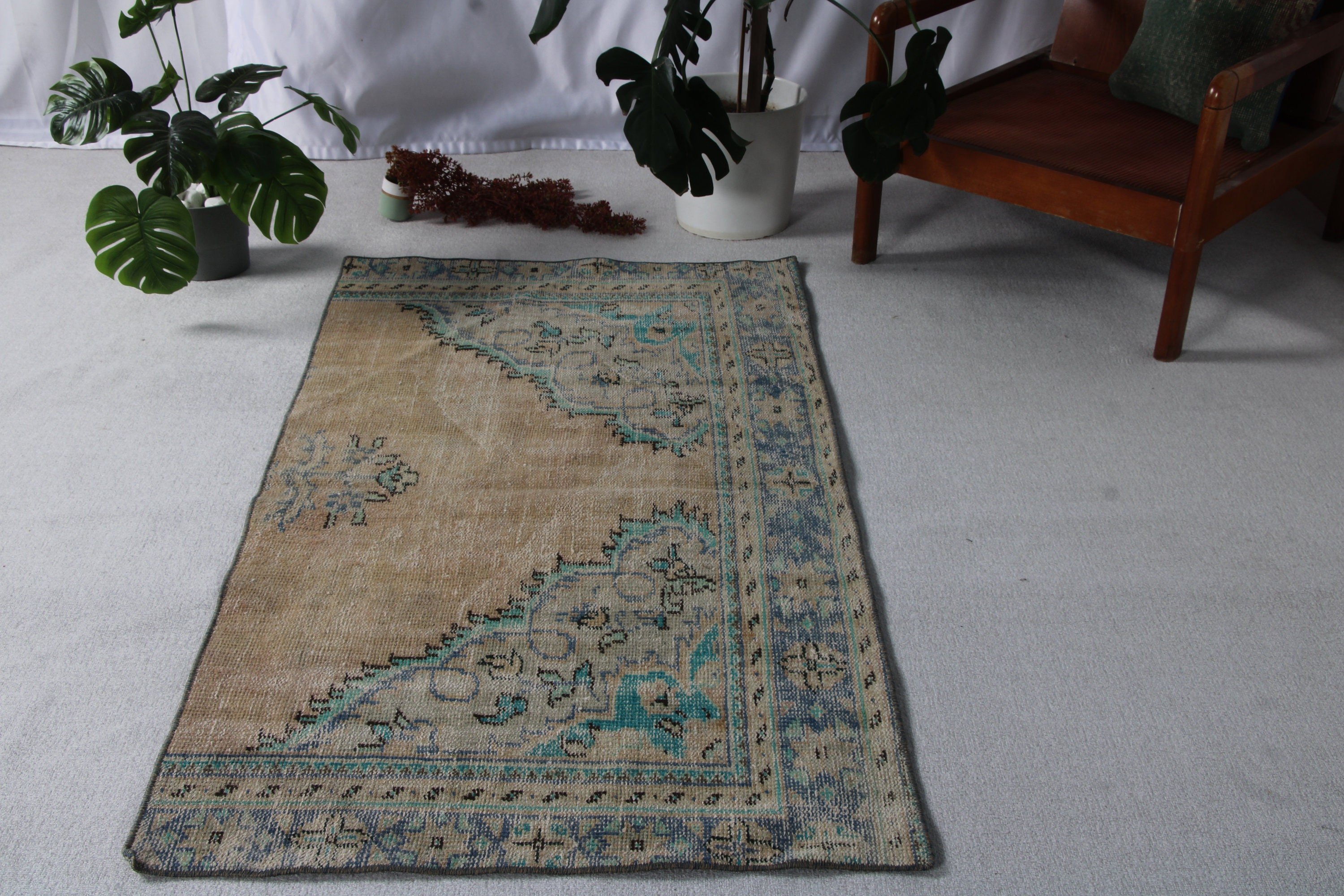 Vintage Halılar, Boho Vurgulu Halılar, 2,9x5,5 ft Aksanlı Halılar, Havalı Halı, Bej Oryantal Halı, Çocuk Odası Halıları, Türk Halısı, Fas Halıları