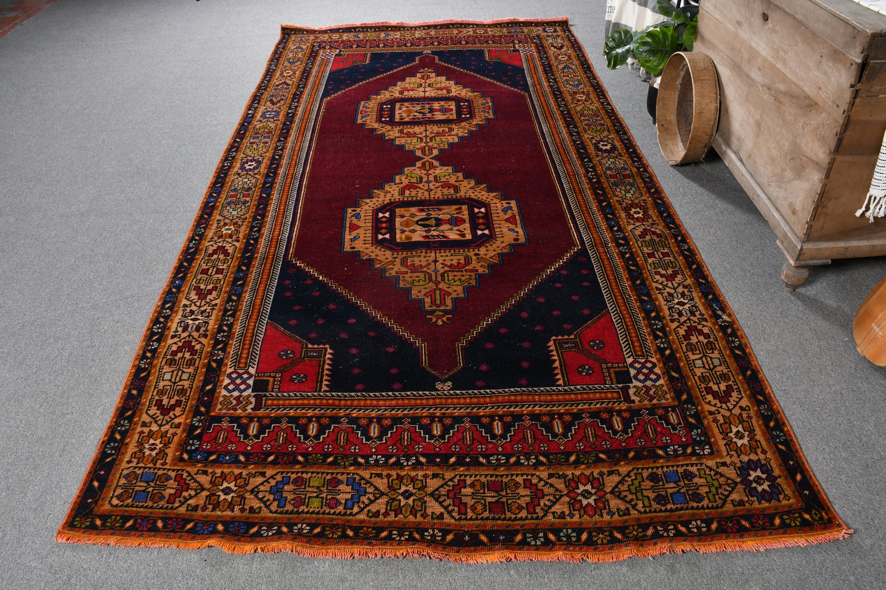 Türk Halısı, Yer Halısı, Vintage Halılar, 5.2x10.2 ft Büyük Halılar, Tasarımcı Halısı, Kırmızı Ev Dekor Halısı, Oturma Odası Halısı, Havalı Halı, Yemek Odası Halısı