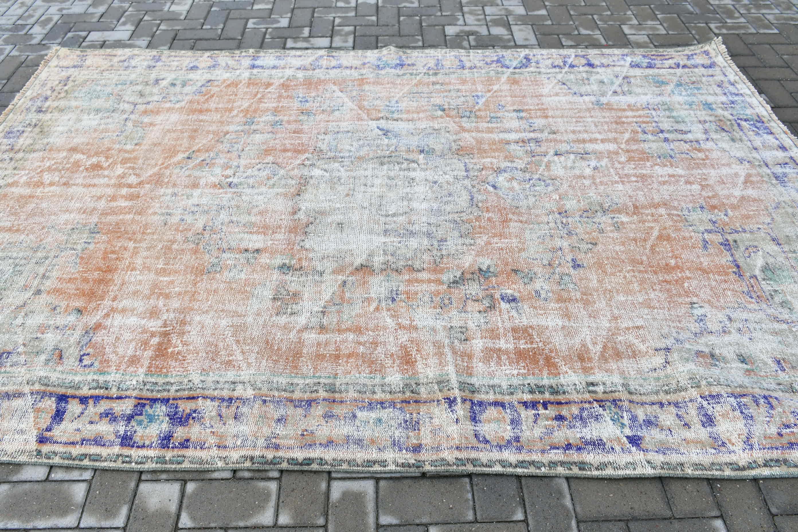 Floor Rugs, Dining Room Rug, Old Rug, Moroccan Rug, Orange Bedroom Rugs, Living Room Rug, Vintage Rug, Turkish Rug, 6.2x9.4 ft Large Rugs