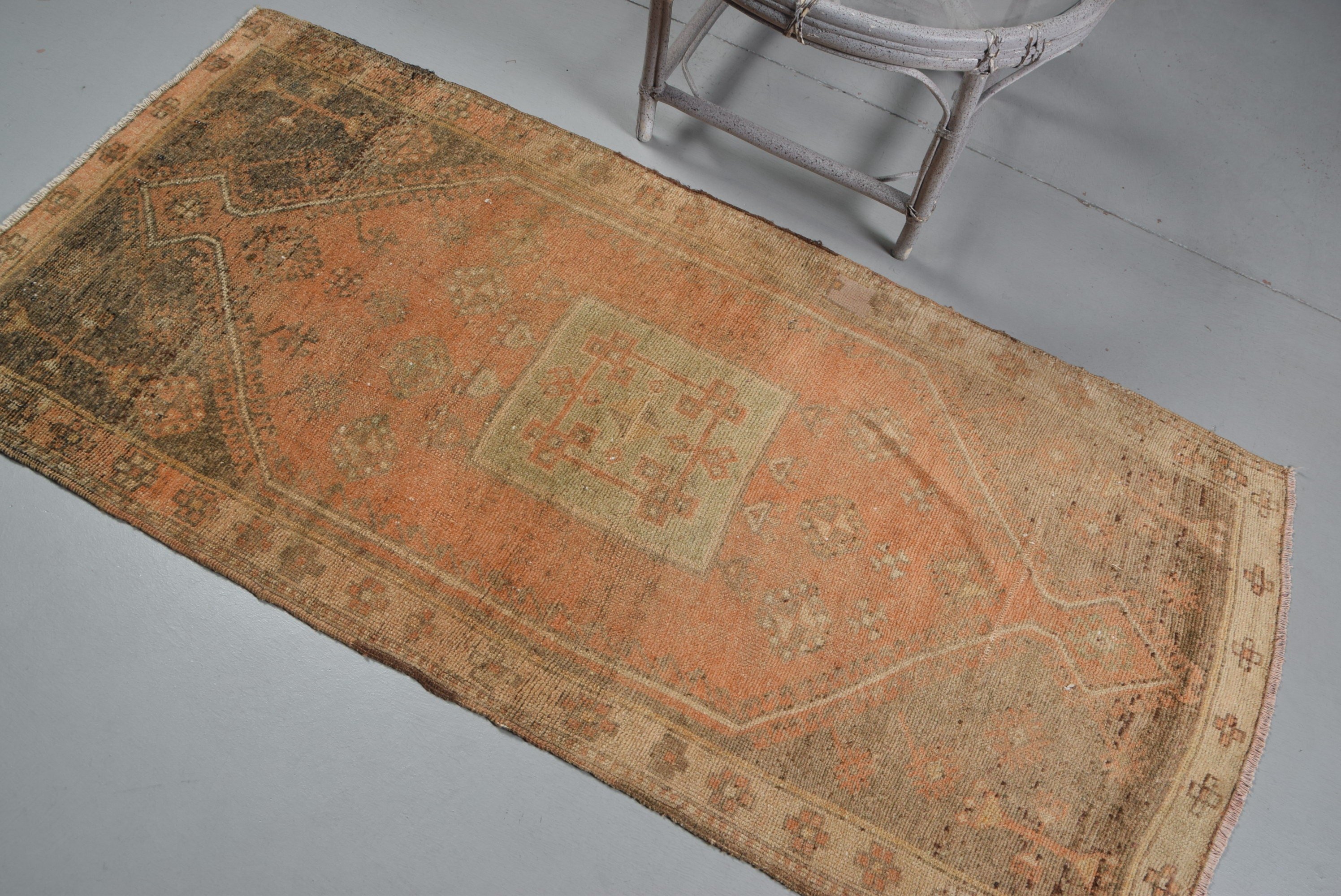 Kitchen Rug, Orange Cool Rug, Vintage Rugs, 3x6.2 ft Accent Rug, Rugs for Kitchen, Nursery Rugs, Turkish Rug, Antique Rug