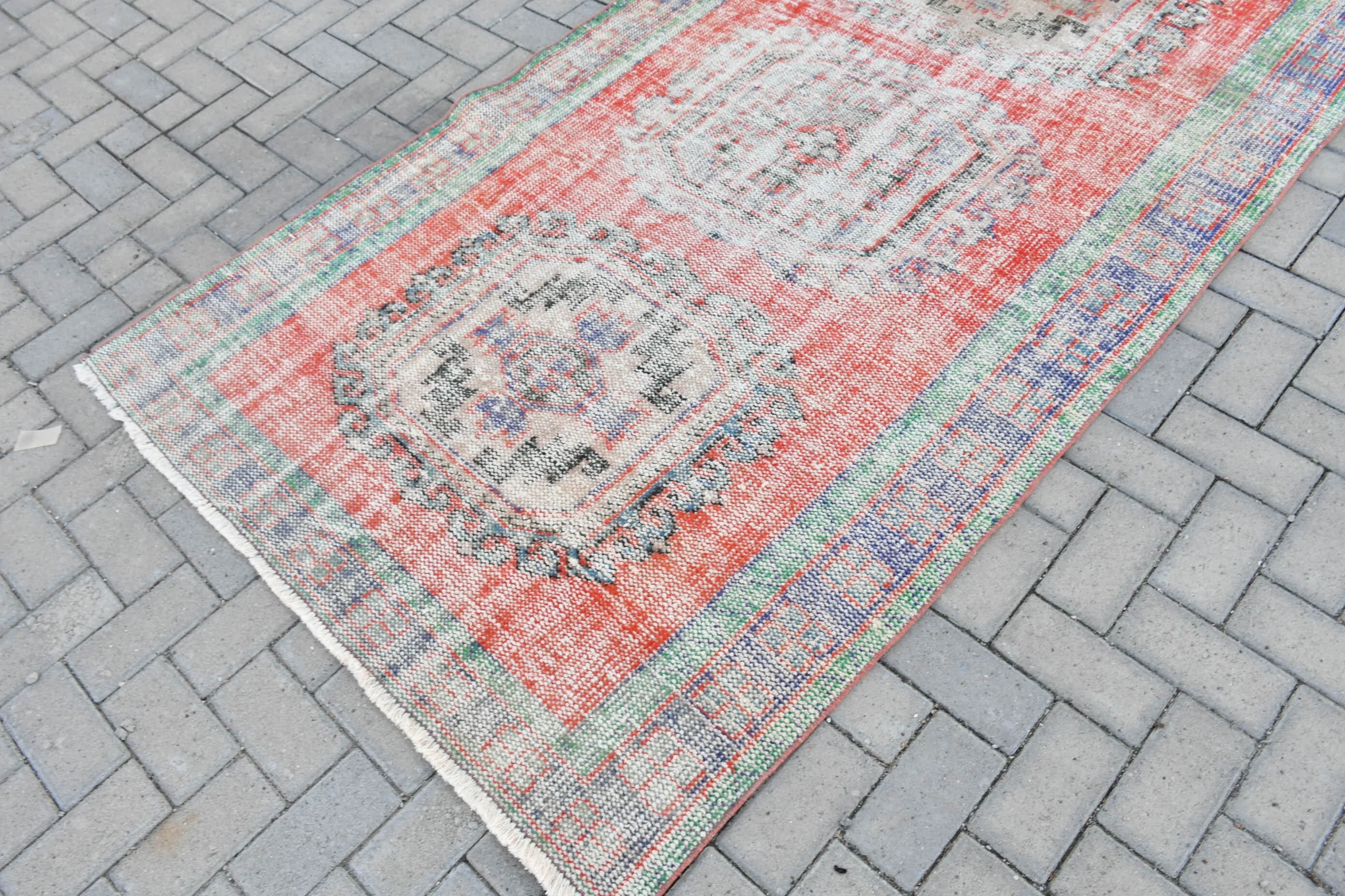 Bedroom Rug, Hallway Rug, Kitchen Rugs, Vintage Rugs, Rugs for Runner, Turkish Rugs, Red  4.2x11.5 ft Runner Rug, Cool Rugs