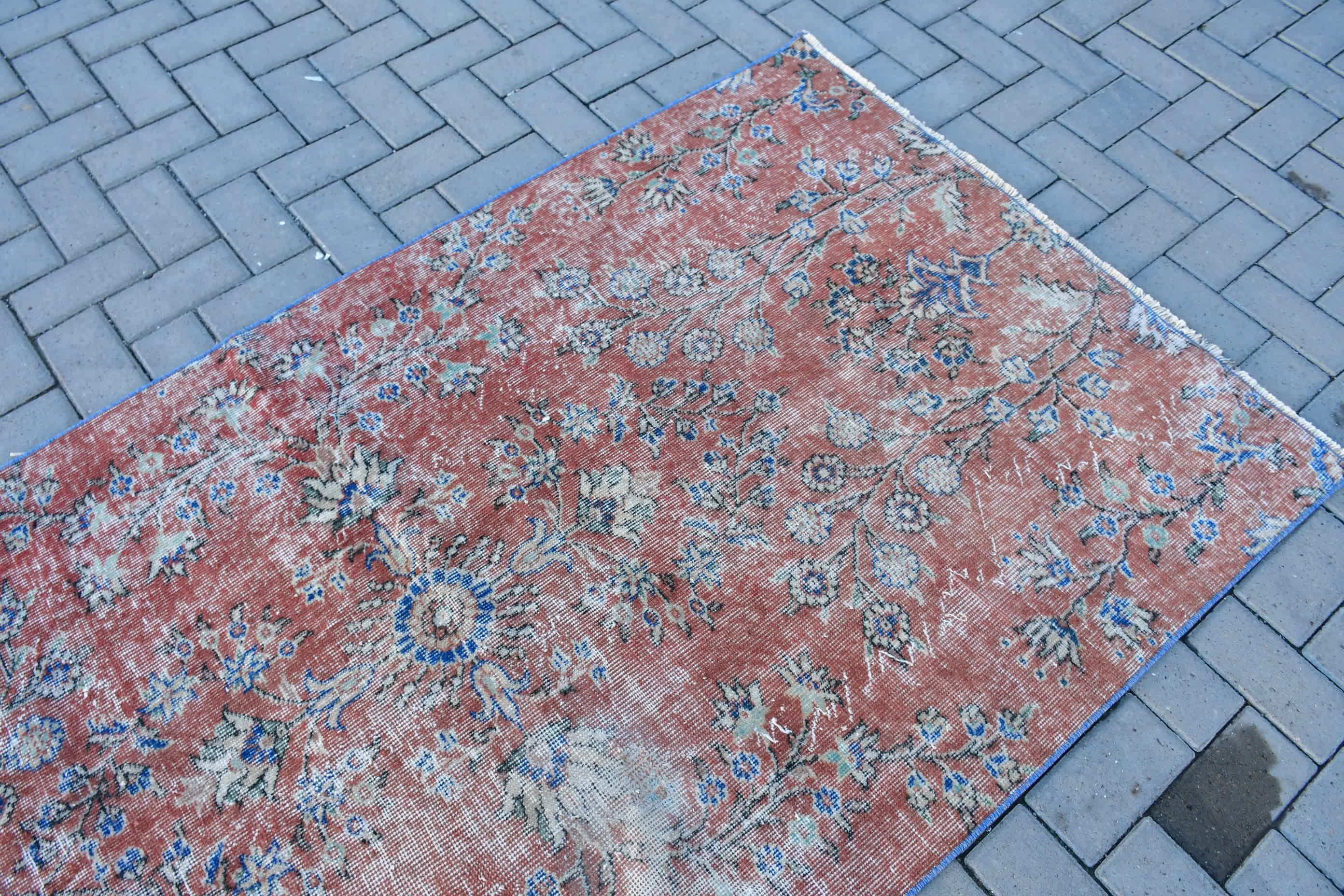 Turkish Rug, 3.7x6.9 ft Area Rug, Rugs for Floor, Indoor Rug, Home Decor Rugs, Vintage Rug, Cool Rug, Turkish Area Rug Rugs, Red Floor Rug