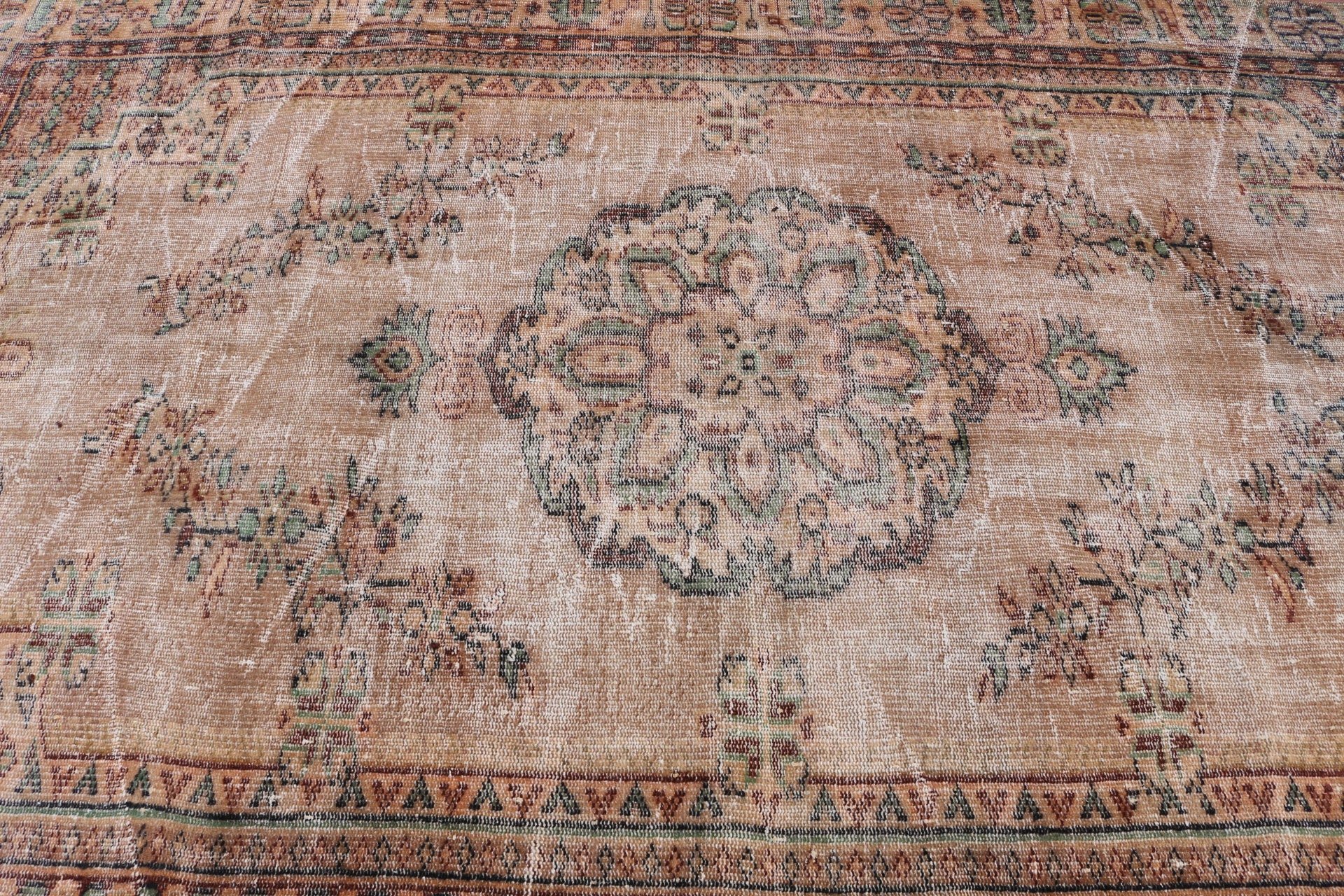 Yatak Odası Halıları, Yemek Odası Halısı, Yün Halı, Oushak Halısı, Salon Halıları, 5.7x9.5 ft Büyük Halı, Turuncu Fas Halısı, Vintage Halı, Türk Halıları