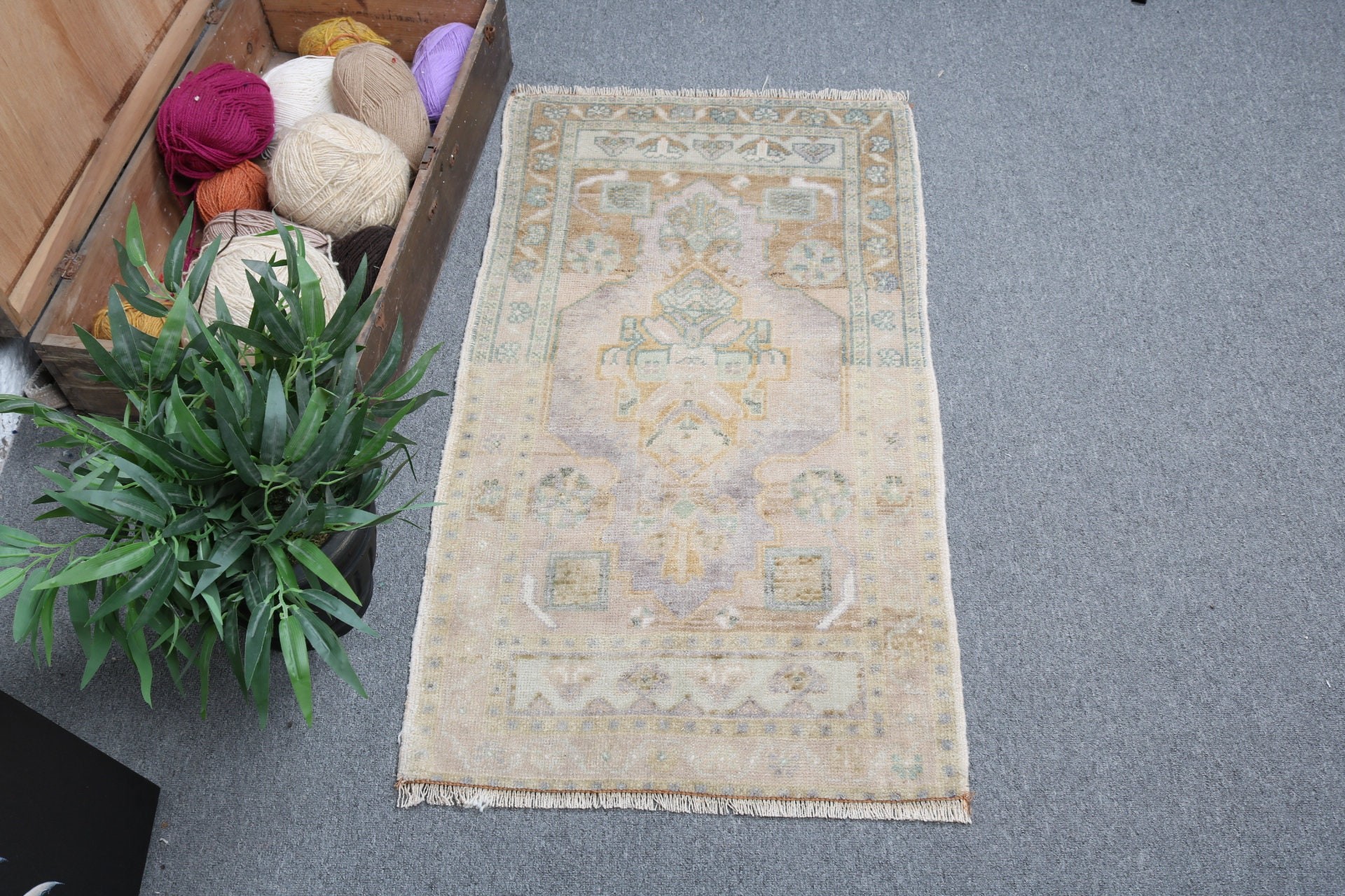 Vintage Rug, Rugs for Bathroom, Car Mat Rug, Turkish Rugs, 1.9x3.5 ft Small Rug, Nursery Rugs, Boho Rug, Green Wool Rugs, Luxury Rug