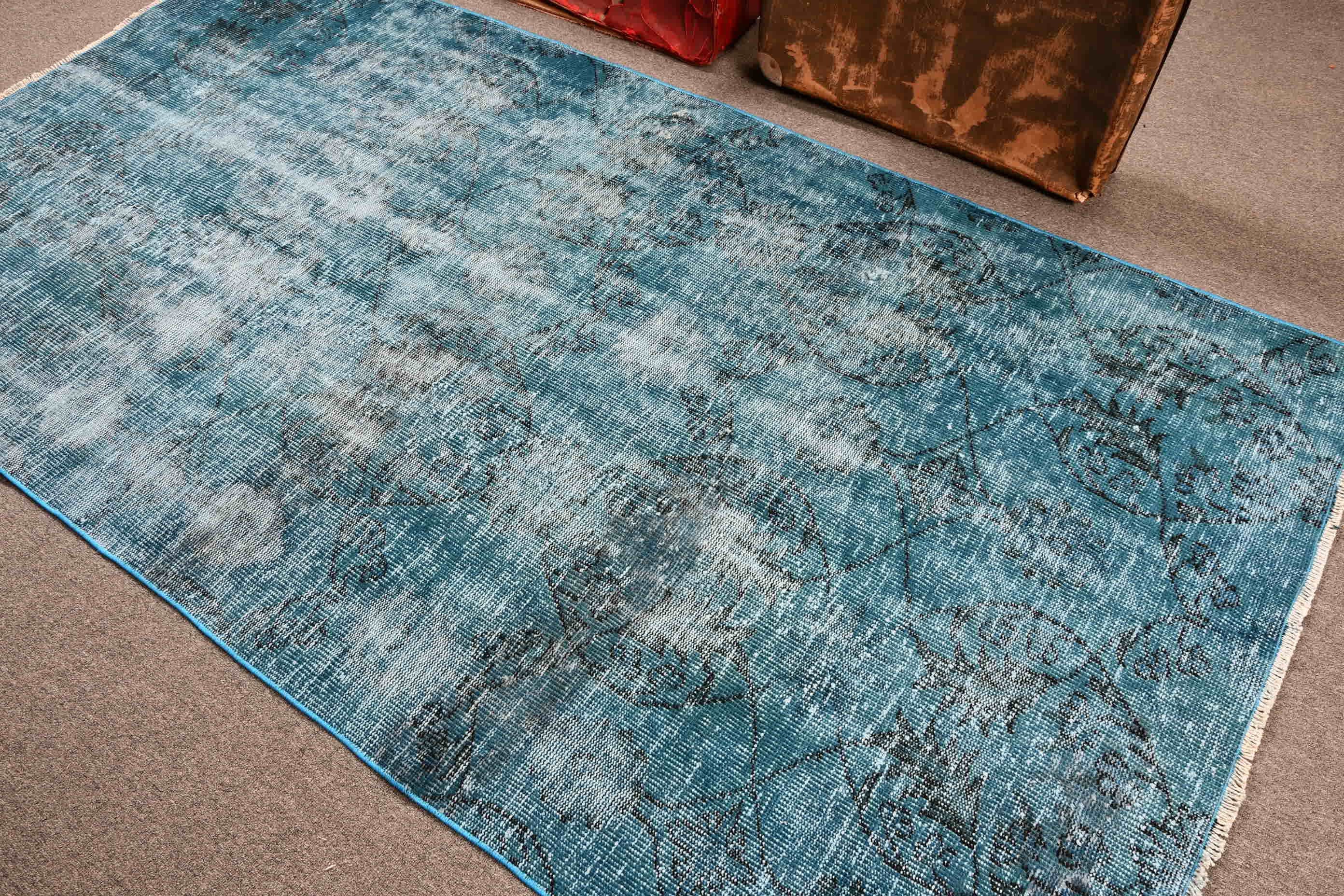 Rugs for Kitchen, Vintage Rugs, 4.5x5.1 ft Accent Rugs, Vintage Accent Rug Rugs, Turkish Rug, Bedroom Rug, Moroccan Rug, Blue Kitchen Rugs