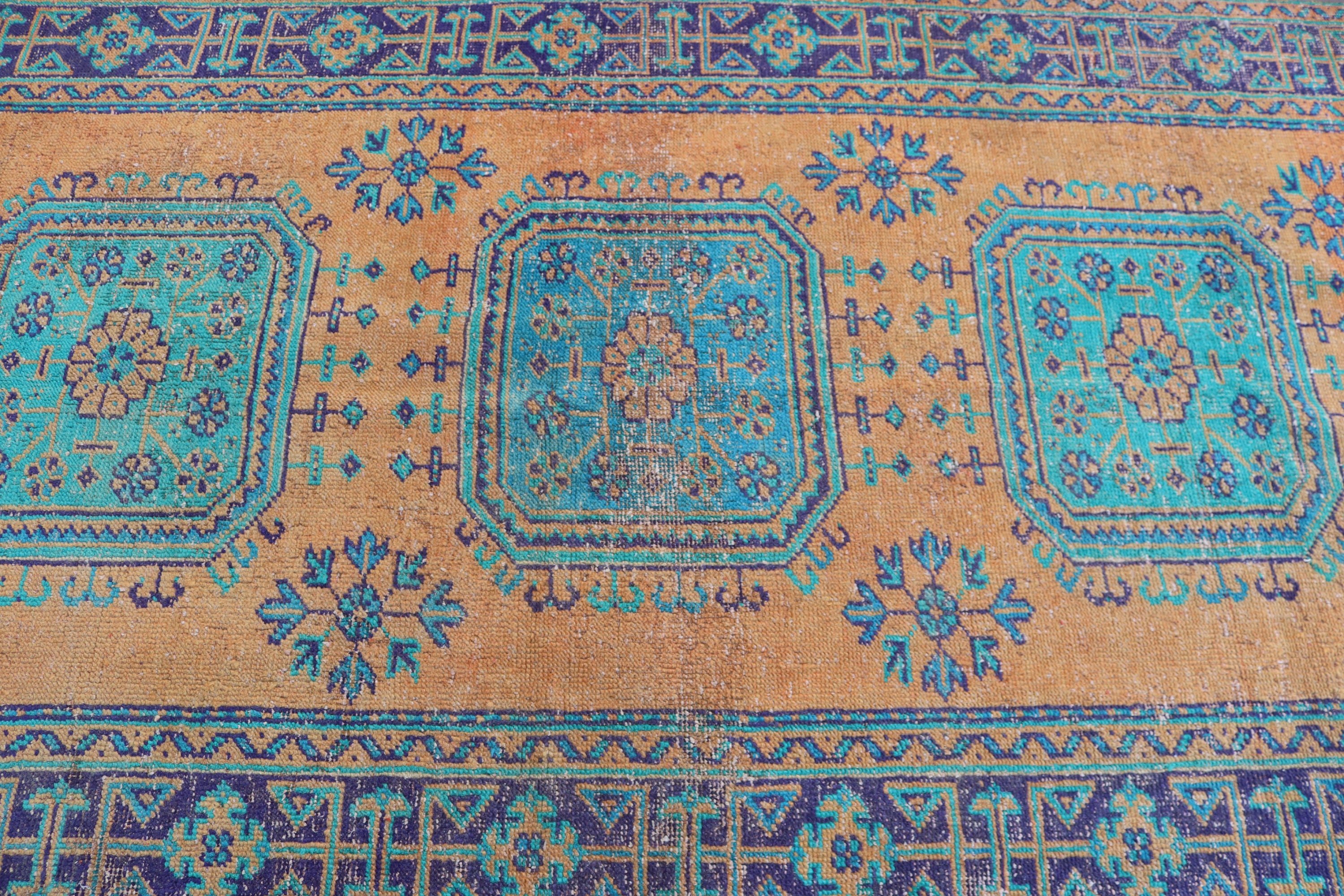 Boho Halıları, 4.2x11.4 ft Runner Halıları, Uzun Koşucu Halıları, Türk Halıları, Vintage Halı, Anadolu Halıları, Turuncu Fas Halısı, Koridor Halısı