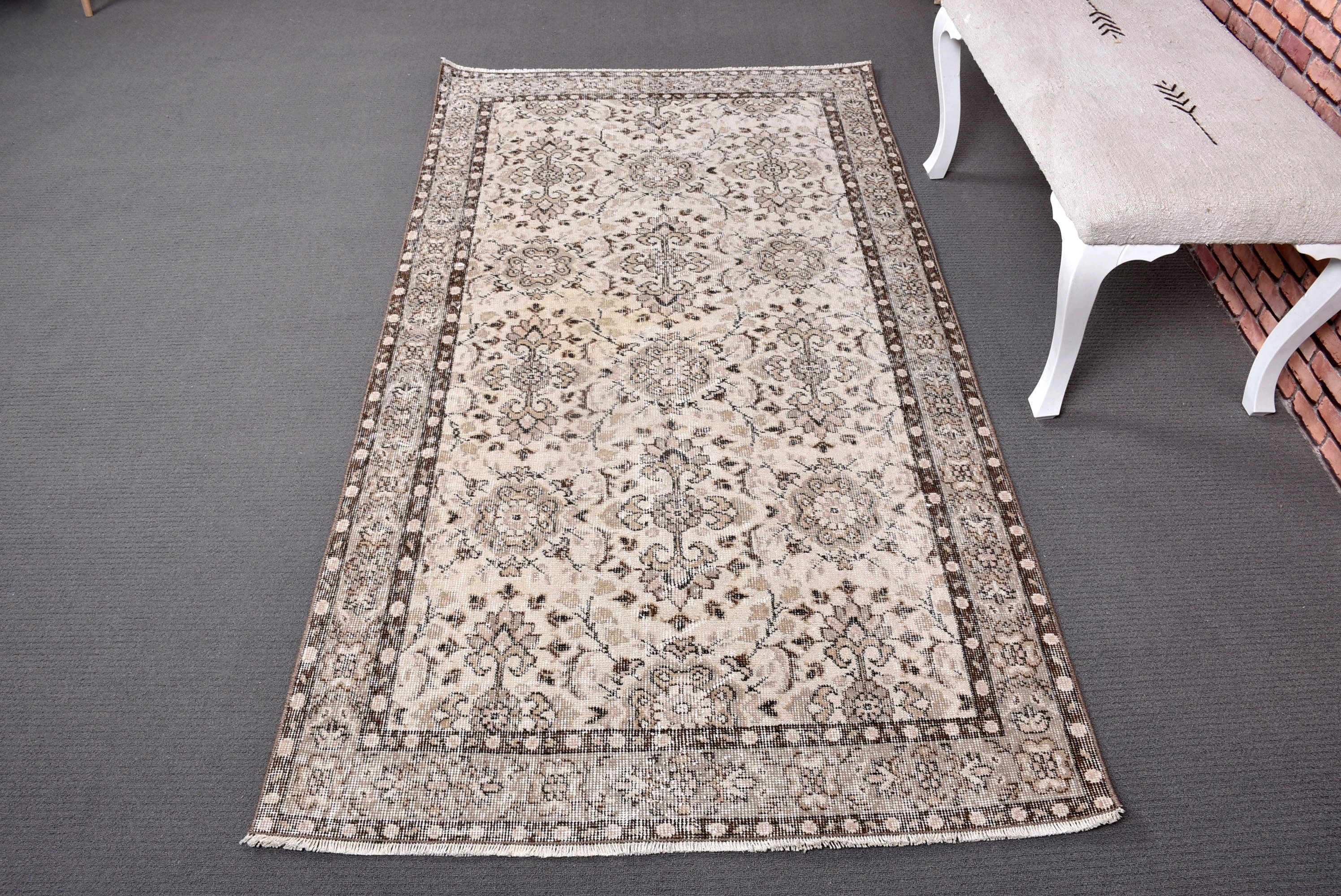 Estetik Halı, Nötr Halı, Vintage Halı, Mutfak Halısı, Bej Ev Dekor Halısı, 3,7x7 ft Alan Halısı, Yemek Odası Halısı, Türk Halıları, Alan Halıları