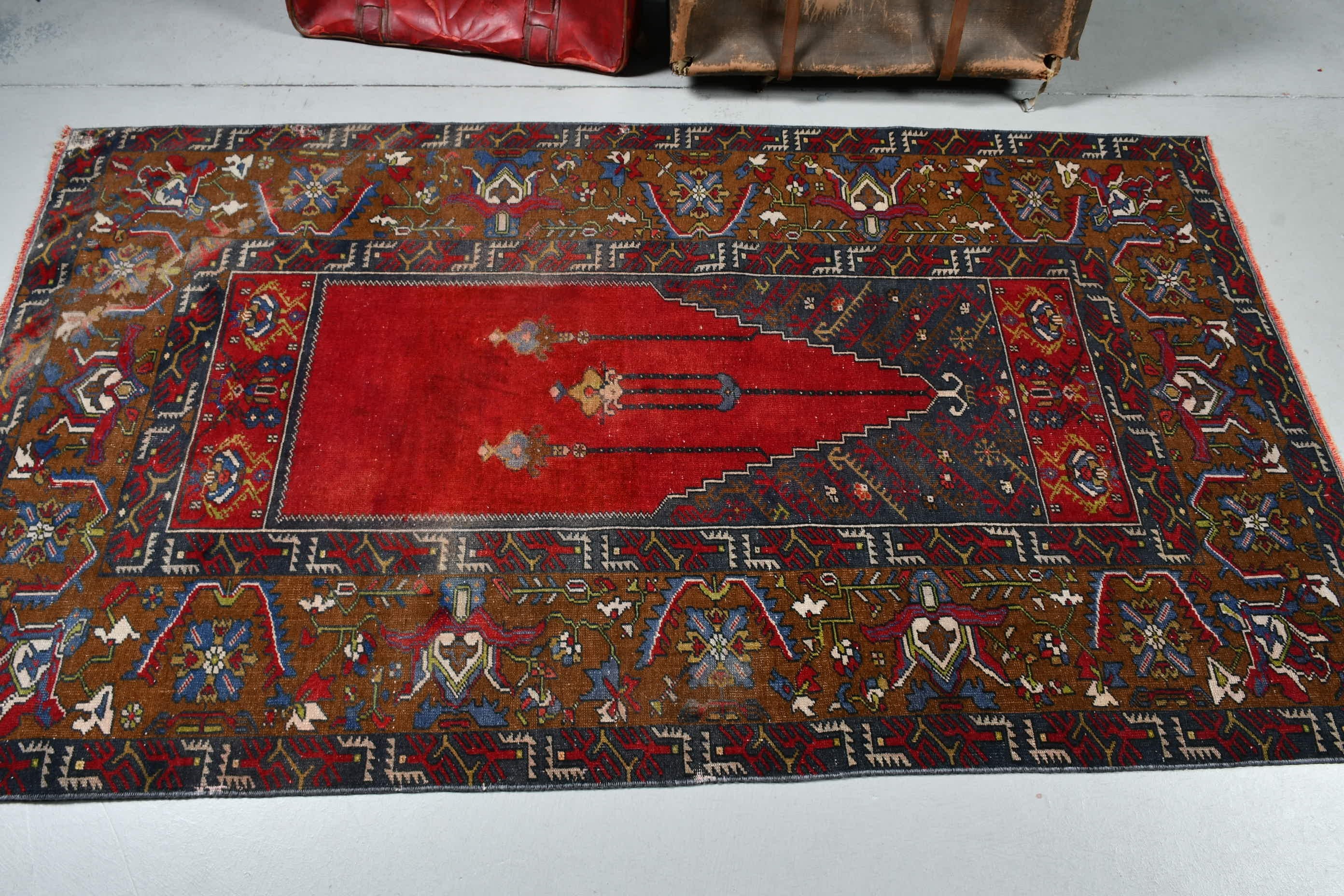Vintage Rug, Organic Rug, Living Room Rugs, Red Moroccan Rugs, Home Decor Rugs, Turkish Rugs, Bedroom Rug, Floor Rugs, 3.7x6.5 ft Area Rug
