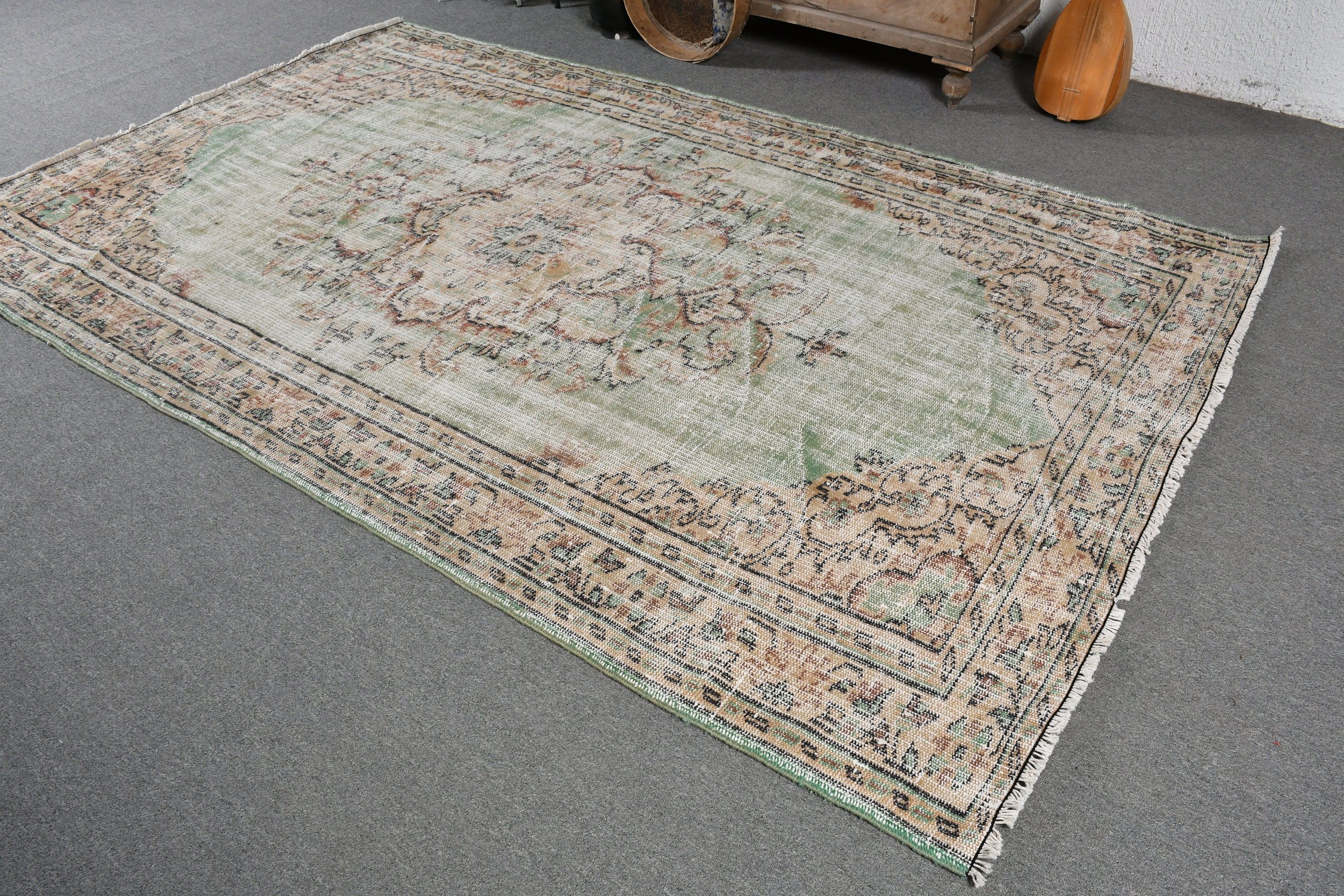 5.4x8.6 ft Large Rug, Salon Rugs, Living Room Rug, Floor Rugs, Turkish Rug, Wool Rugs, Green Bedroom Rug, Vintage Rugs, Rugs for Salon