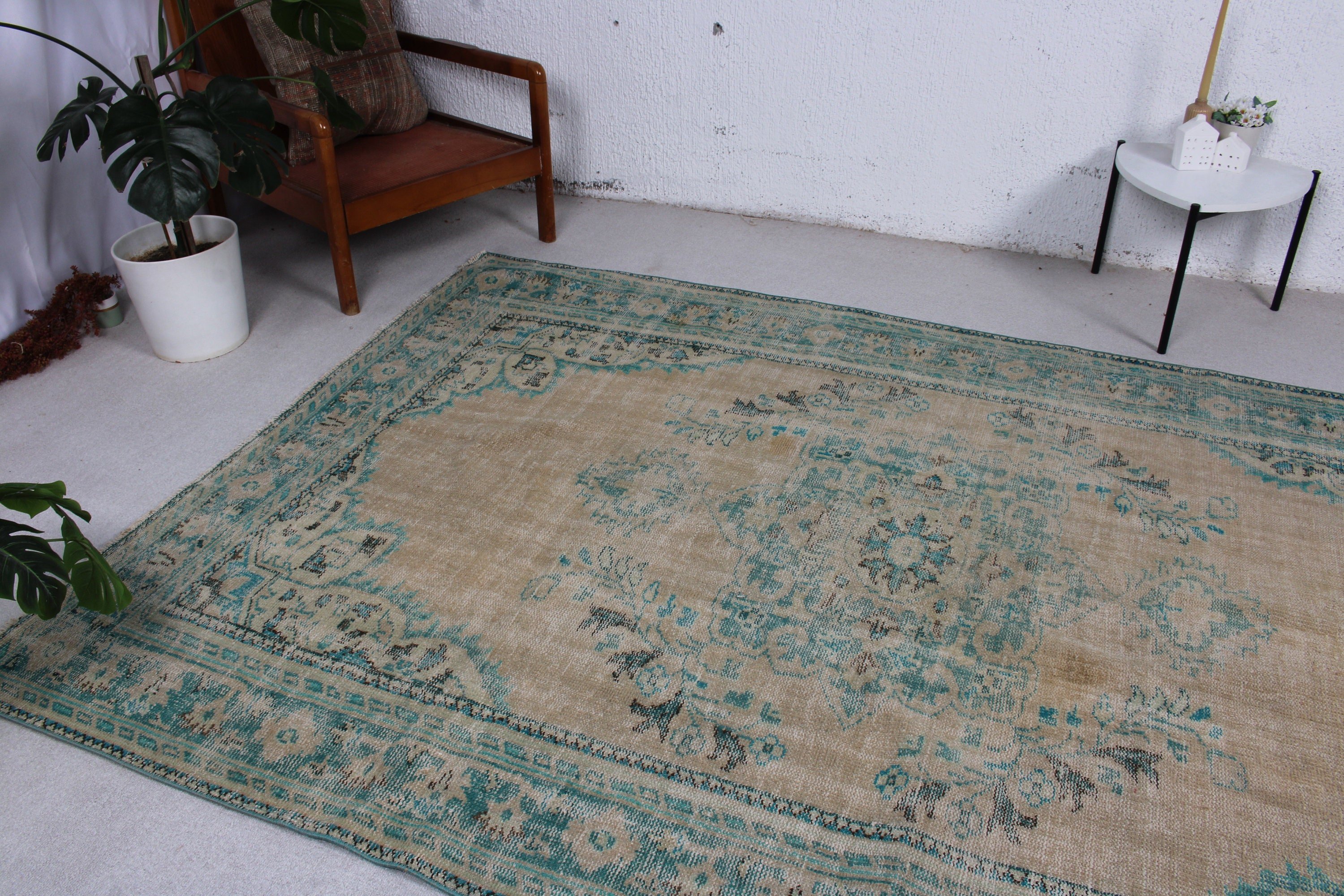 5.8x8.6 ft Büyük Halılar, Bej El Dokuma Halı, Vintage Halı, Türk Halıları, Yemek Odası Halısı, Yün Halılar, Ev Dekor Halıları, Türkiye Halısı, Yatak Odası Halısı