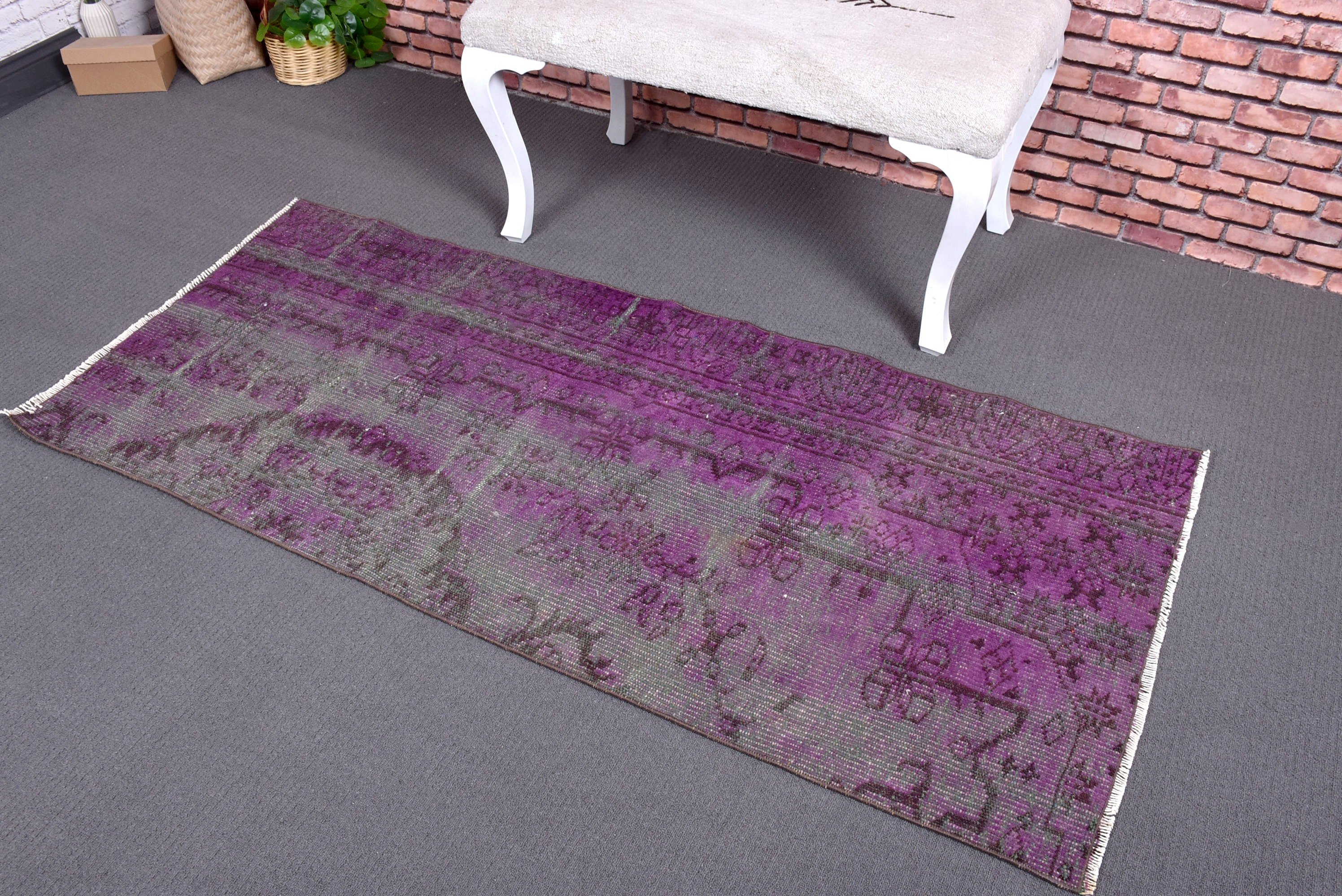 Purple Oushak Rugs, Vintage Rugs, Moroccan Rug, Bedroom Rugs, Tribal Rugs, Car Mat Rug, 2.6x5.6 ft Small Rug, Turkish Rugs