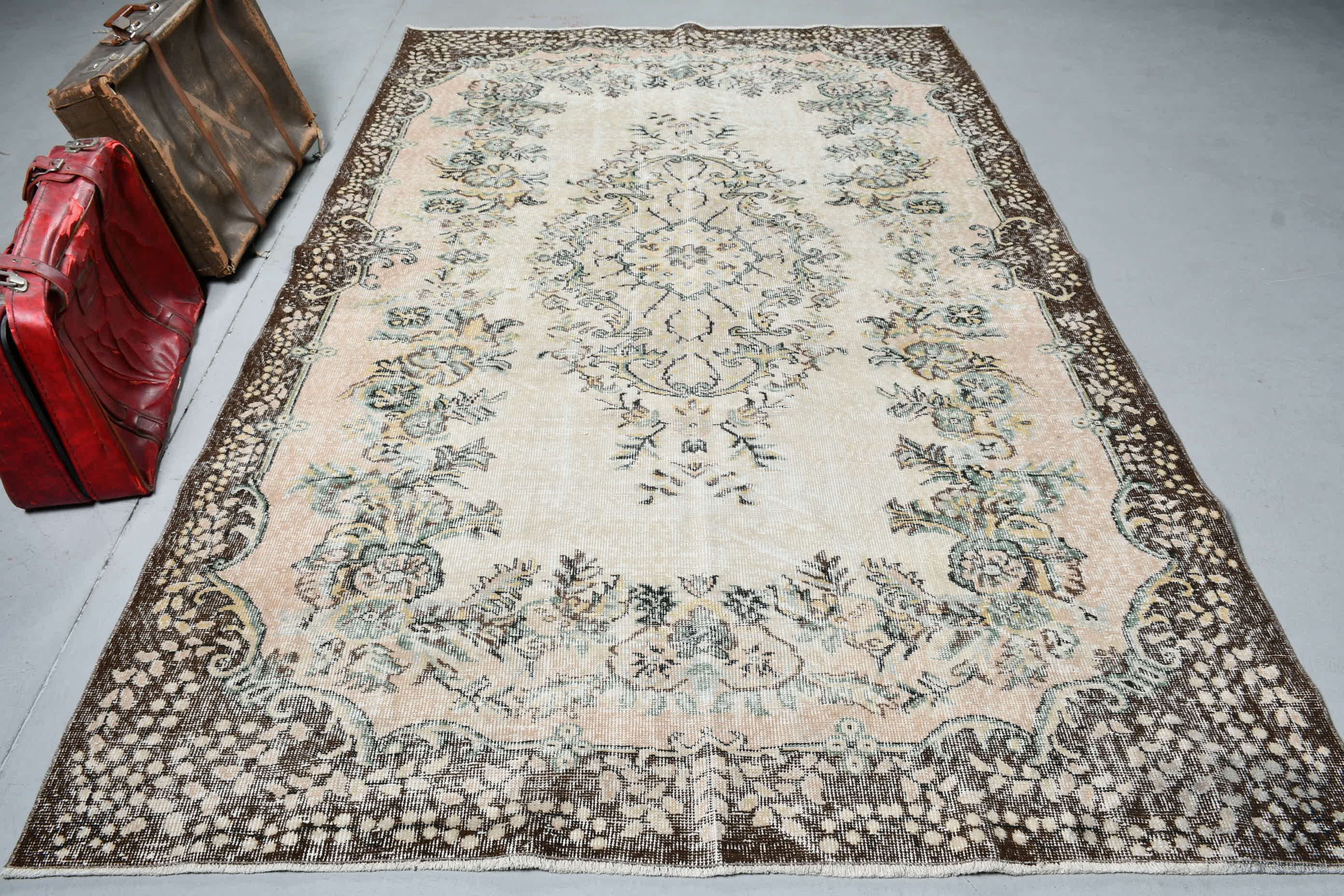 Living Room Rug, Beige Anatolian Rug, Aztec Rug, Kitchen Rug, 6x9.4 ft Large Rug, Dining Room Rugs, Vintage Rug, Turkish Rugs, Bedroom Rugs