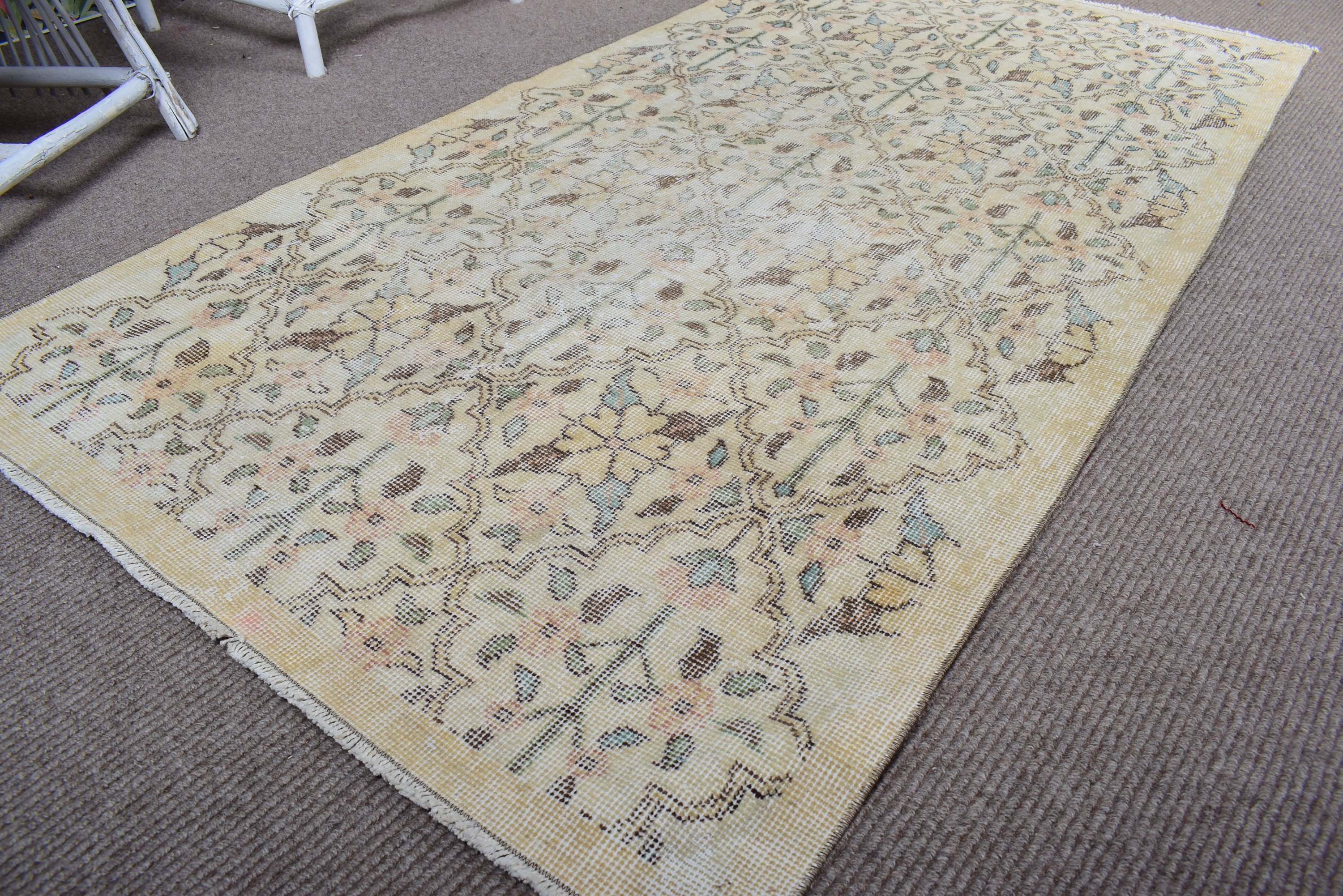 Oushak Rug, Turkish Rug, Beige Oushak Rug, Boho Accent Rug, Vintage Rugs, Bohemian Rugs, 3.3x6.1 ft Accent Rugs, Bedroom Rug, Neutral Rug