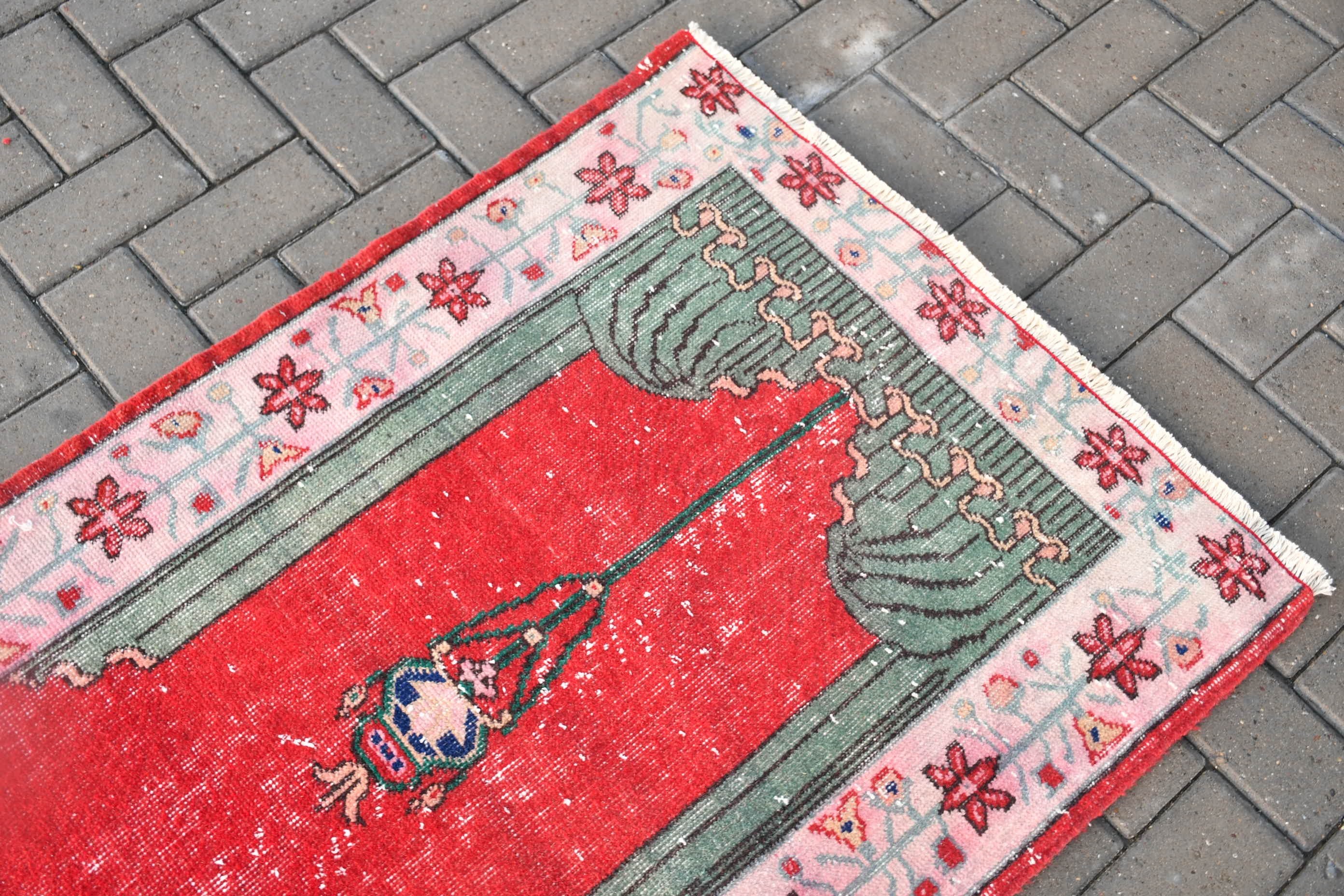 Red Bedroom Rug, Vintage Rug, 2.7x4.3 ft Small Rug, Bathroom Rug, Antique Rug, Moroccan Rugs, Turkish Rug, Rugs for Bath, Car Mat Rug